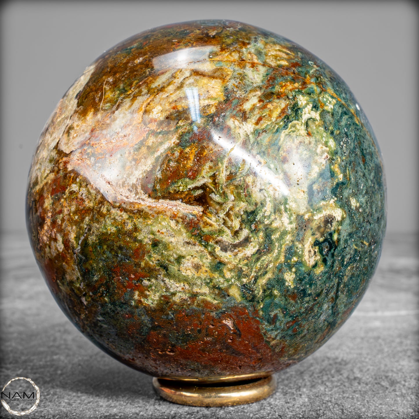 Natürliche Ocean-Jaspis-Achat Kugel mit Drachenblut - 684,56 g