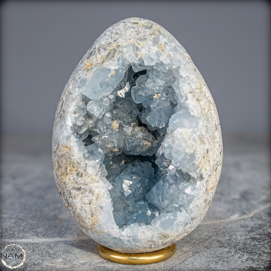 Natürliche Celestit Kristall-Druse als Ei - 1069,23g