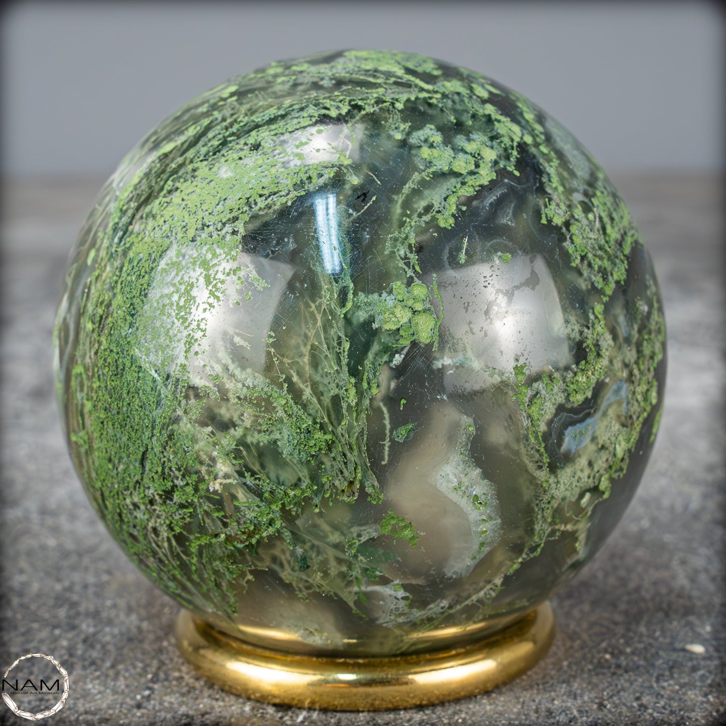 Natürlicher Moos Achat Kristall-Kugel - 329,65g - 63mm