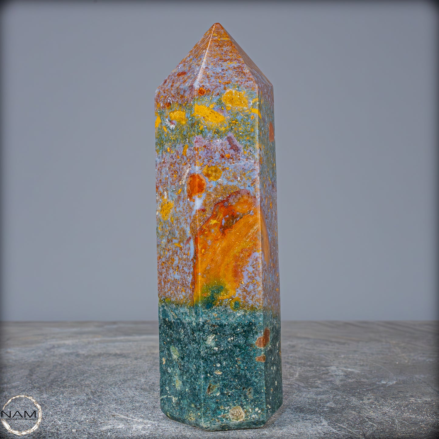 Natürlicher Jaspis-Achat Kristall Obelisk - 783,29g