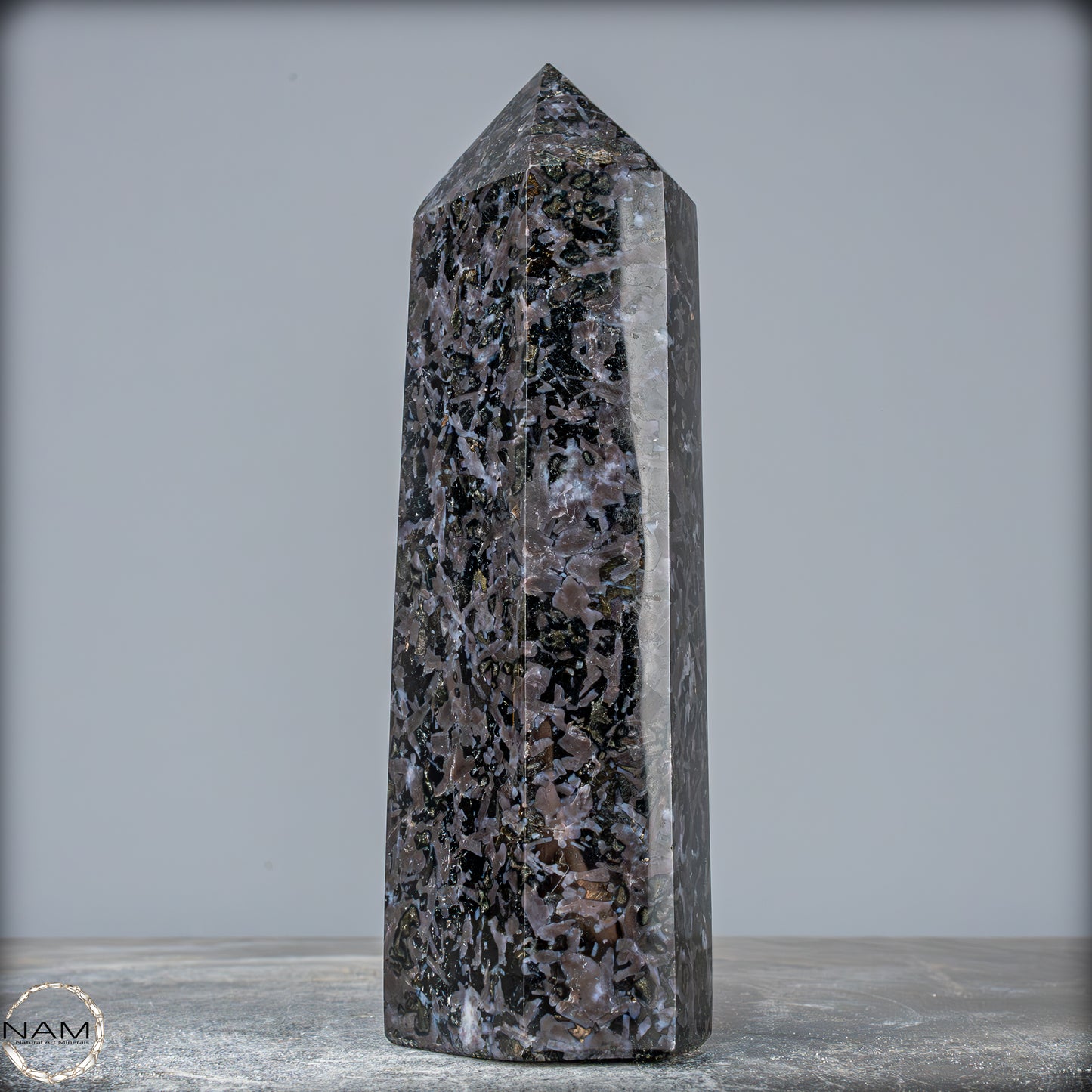 Natürlicher Merlinit (Gabbro) Kristall Obelisk - 1131,14g