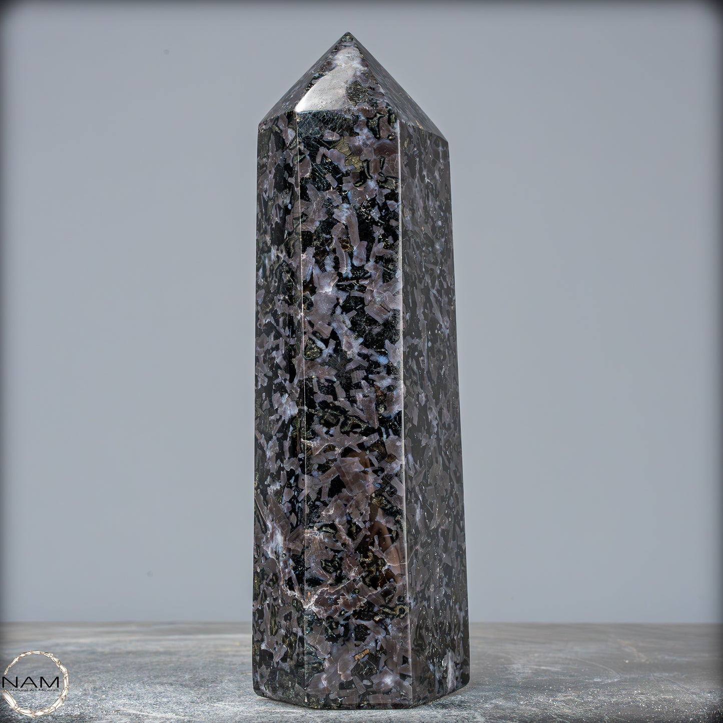Natürlicher Merlinit (Gabbro) Kristall Obelisk - 1131,14g