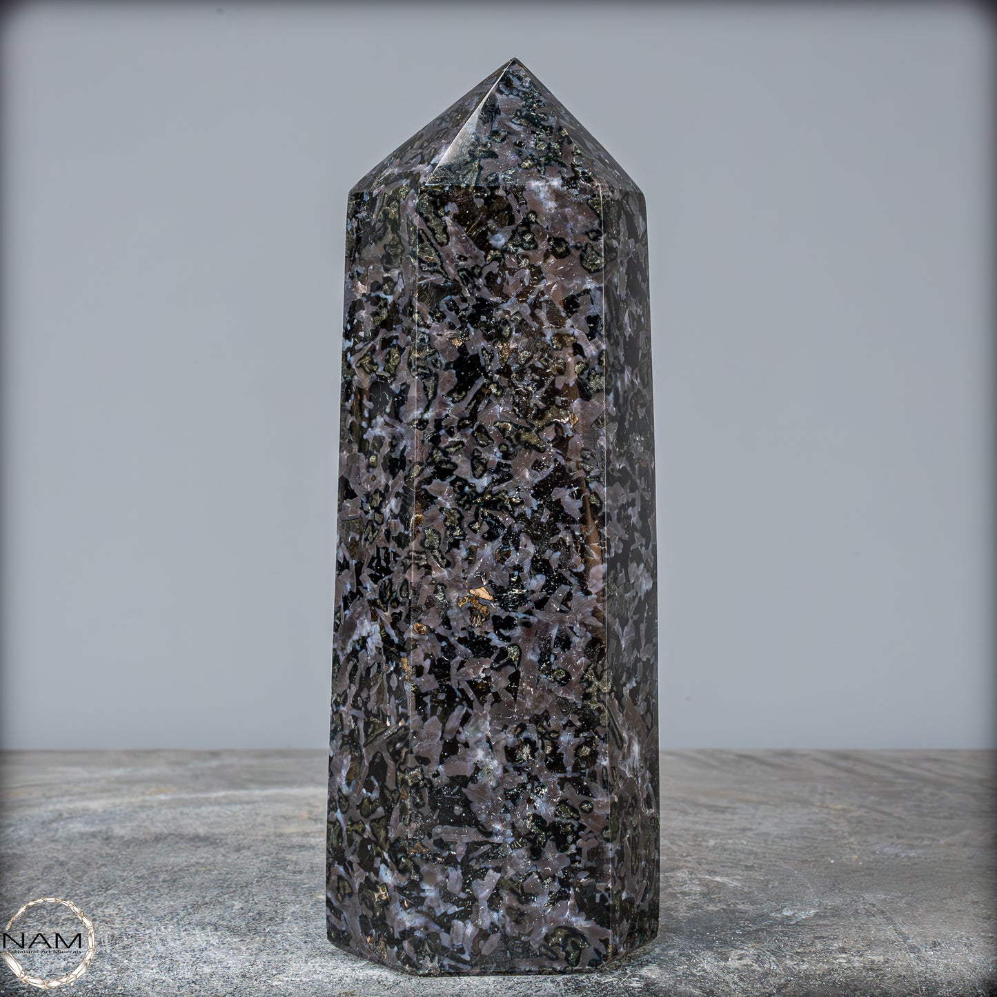 Natürlicher Merlinit (Gabbro) Kristall Obelisk - 1131,14g