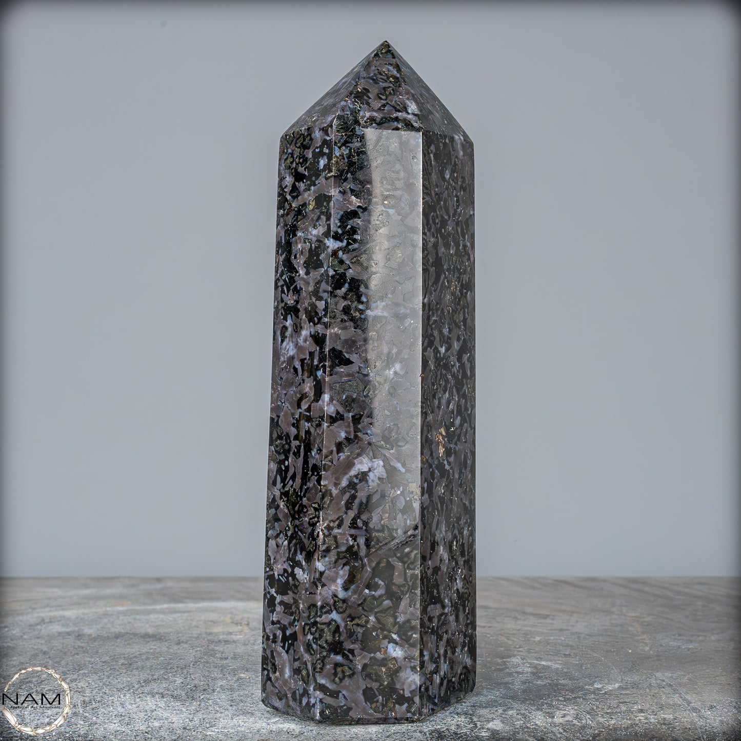 Natürlicher Merlinit (Gabbro) Kristall Obelisk - 1131,14g
