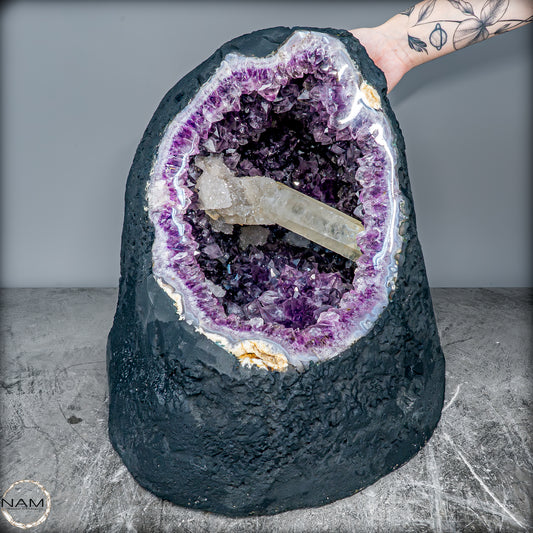 Natürlicher Amethyst, perfekter Calcit-Stalaktit-Kristalldruse - 41228,13g