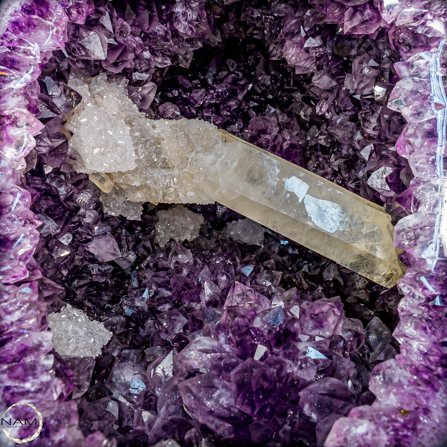 Natürlicher Amethyst, perfekter Calcit-Stalaktit-Kristalldruse - 41228,13g