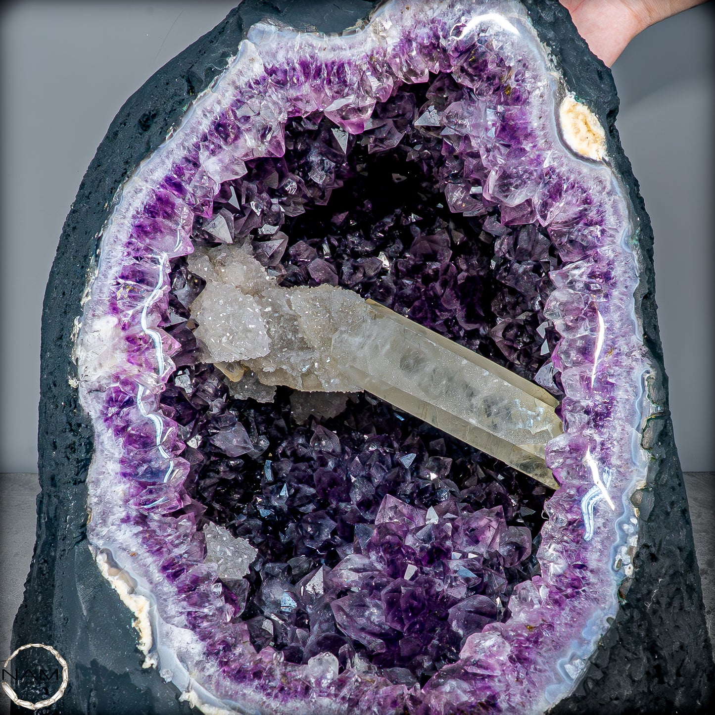 Natürlicher Amethyst, perfekter Calcit-Stalaktit-Kristalldruse - 41228,13g