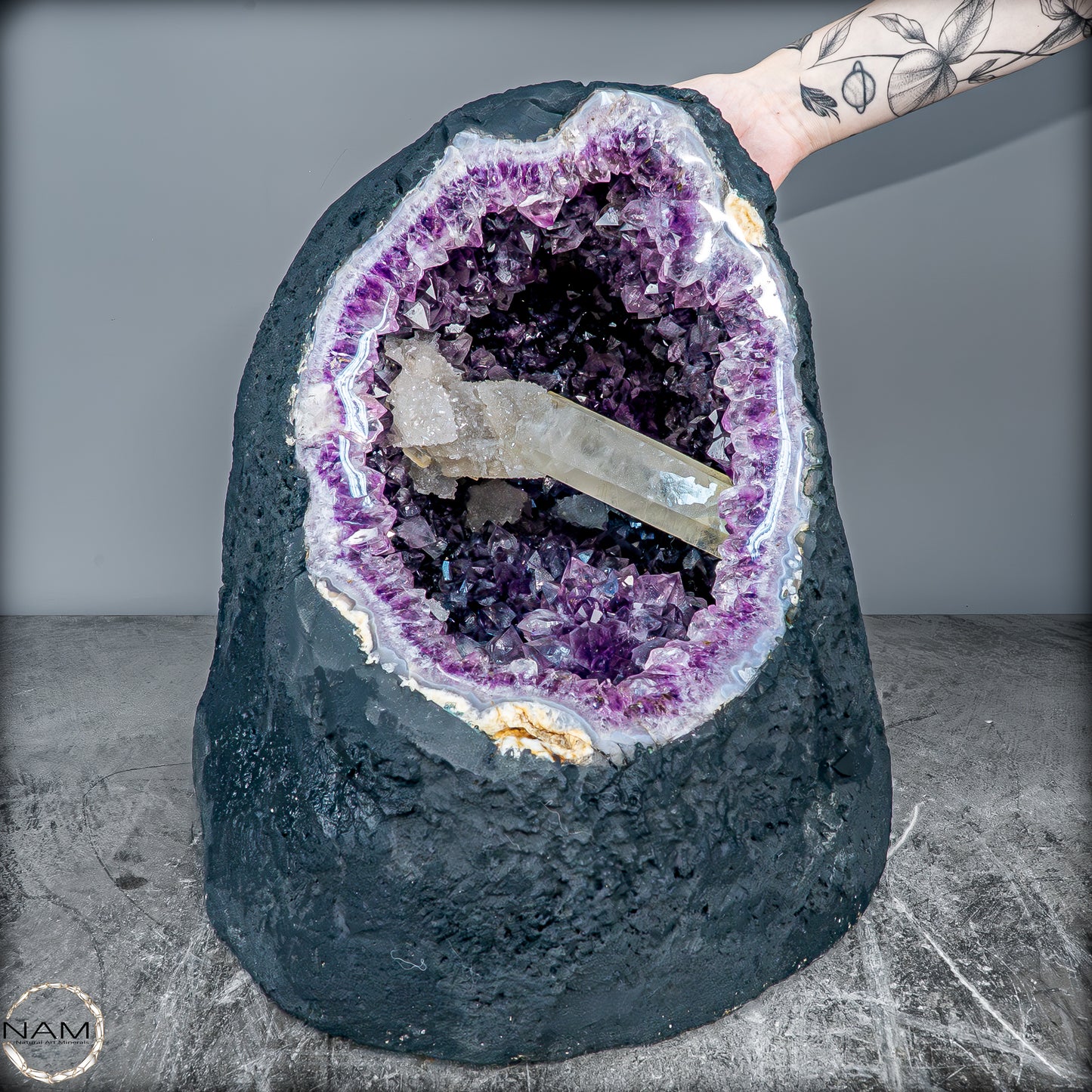 Natürlicher Amethyst, perfekter Calcit-Stalaktit-Kristalldruse - 41228,13g