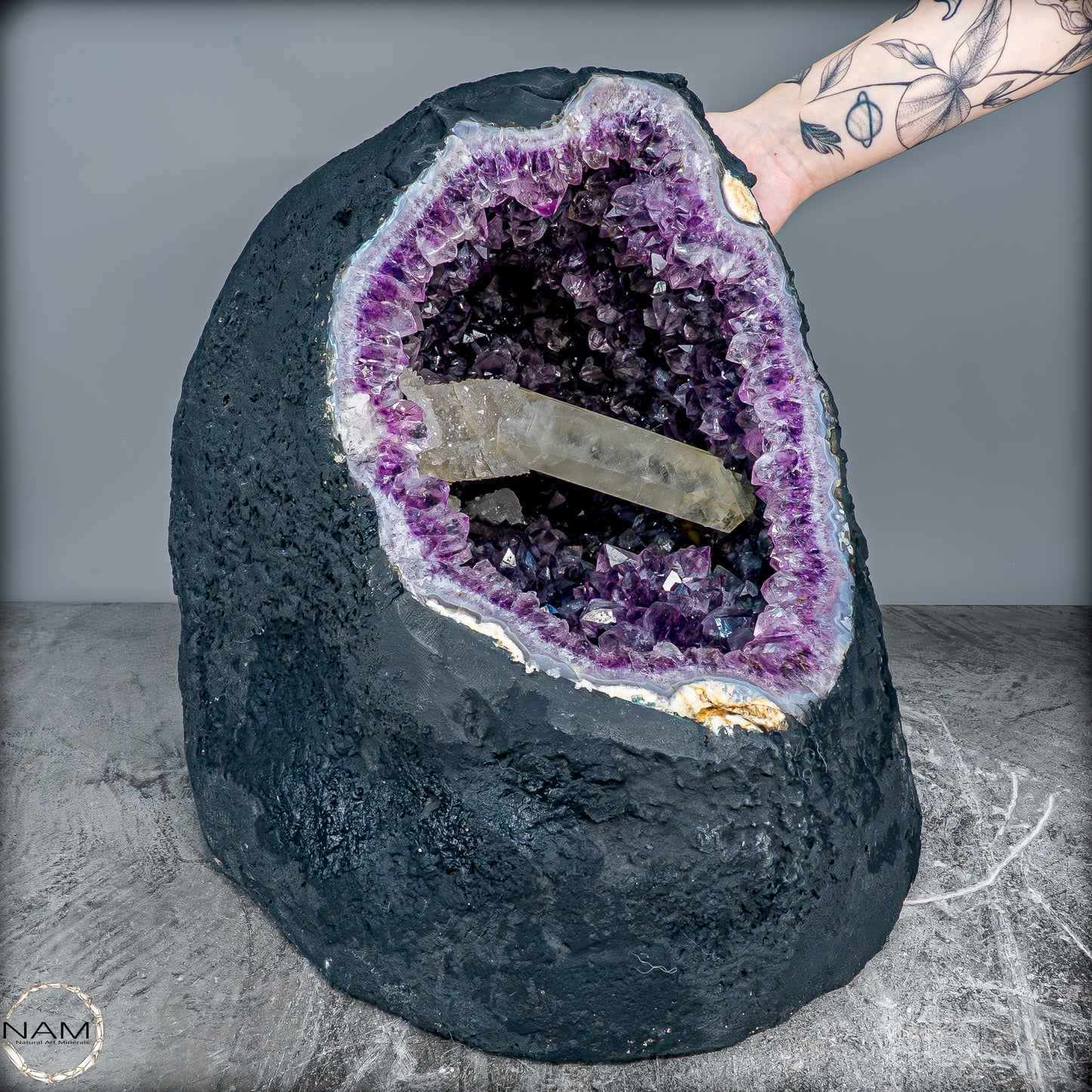 Natürlicher Amethyst, perfekter Calcit-Stalaktit-Kristalldruse - 41228,13g