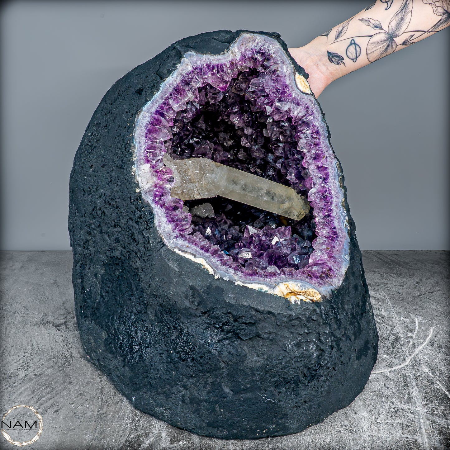 Natürlicher Amethyst, perfekter Calcit-Stalaktit-Kristalldruse - 41228,13g