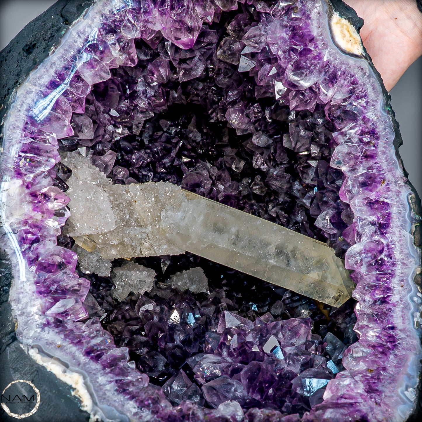 Natürlicher Amethyst, perfekter Calcit-Stalaktit-Kristalldruse - 41228,13g