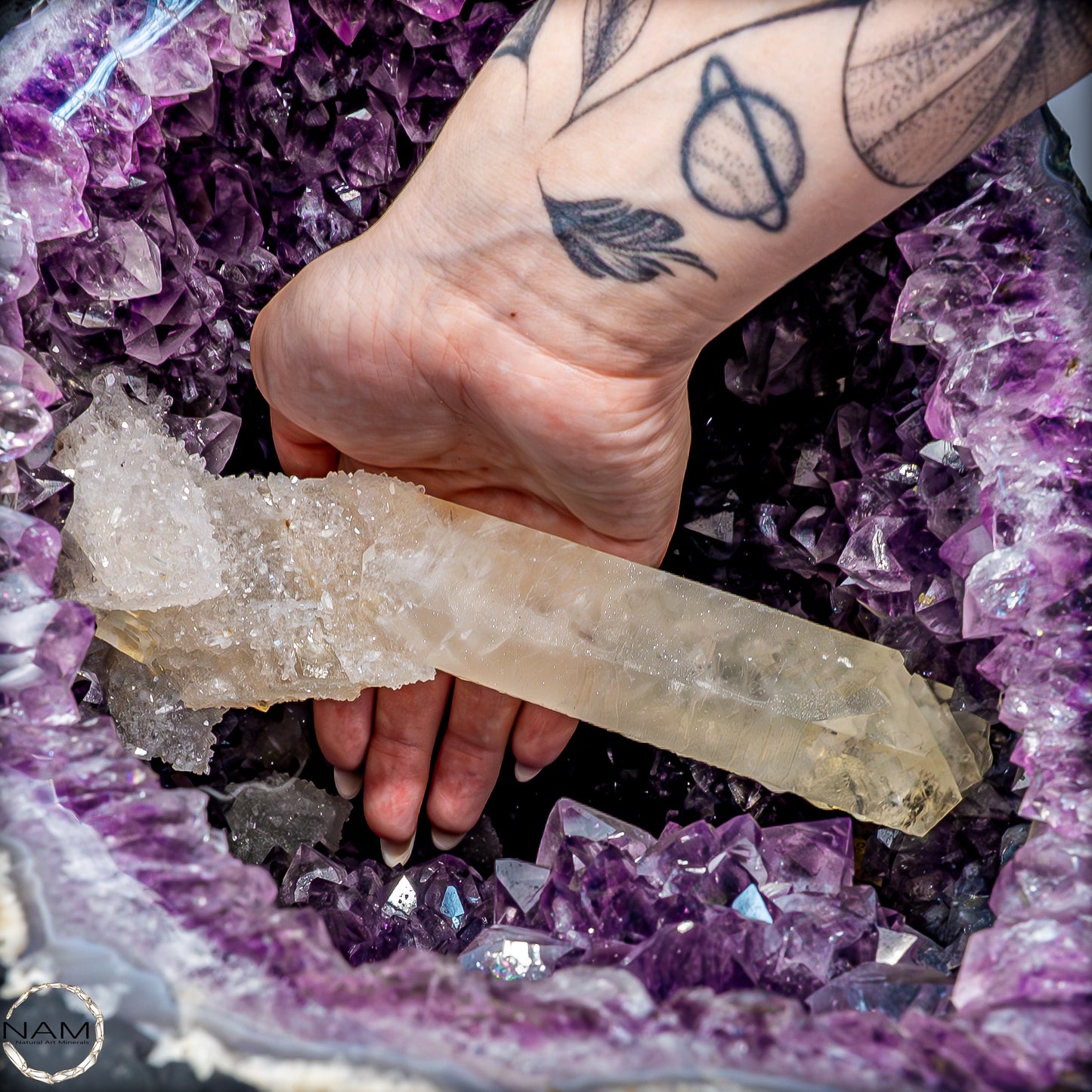 Natürlicher Amethyst, perfekter Calcit-Stalaktit-Kristalldruse - 41228,13g