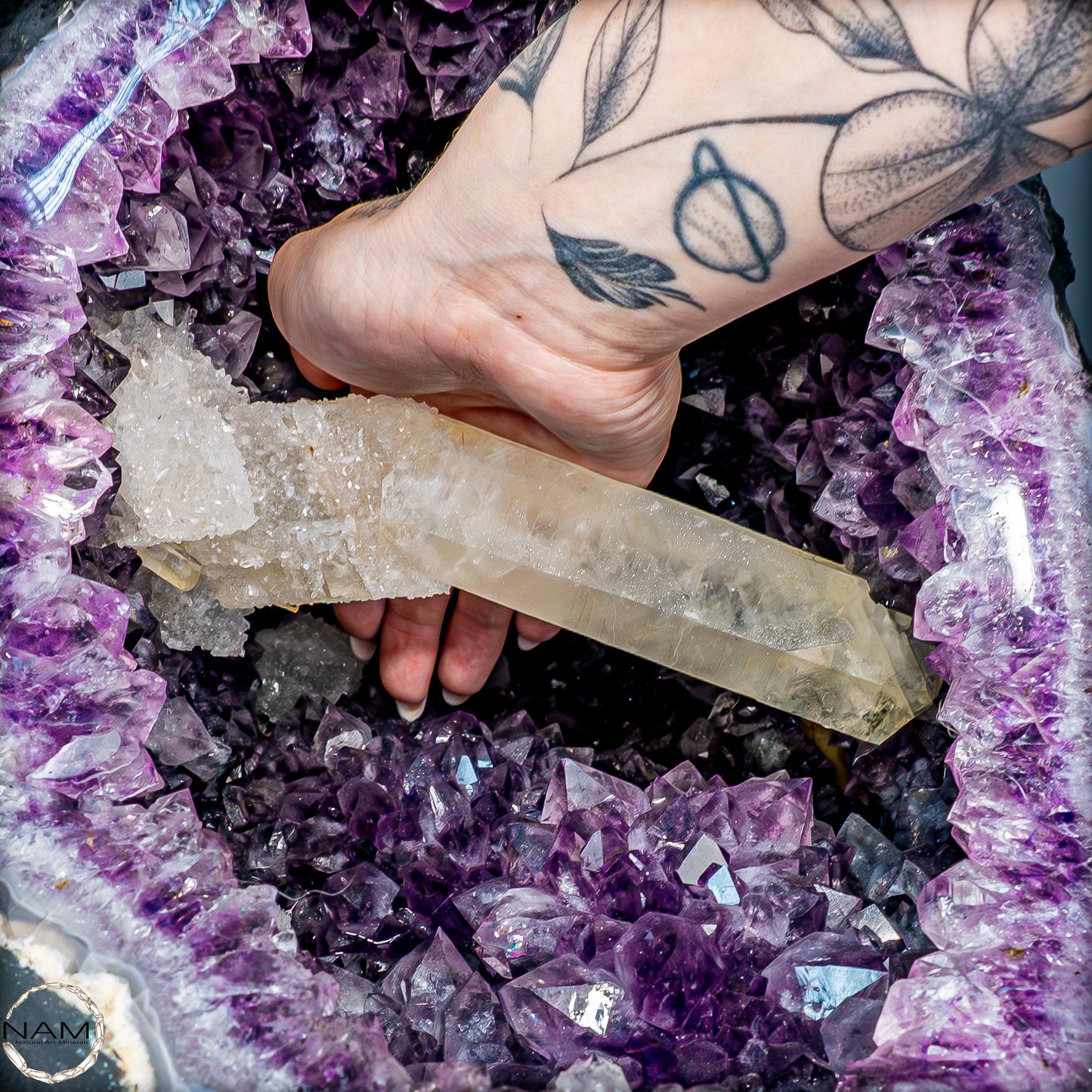 Natürlicher Amethyst, perfekter Calcit-Stalaktit-Kristalldruse - 41228,13g