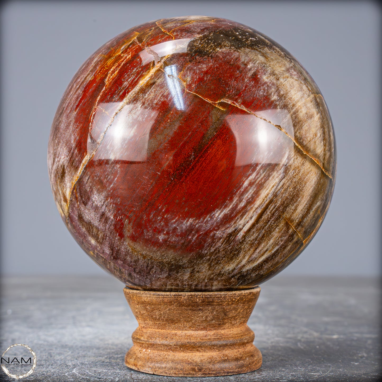 Natürliche Kristall-Kugel aus Versteinertem Holz - 933,94g - 89mm