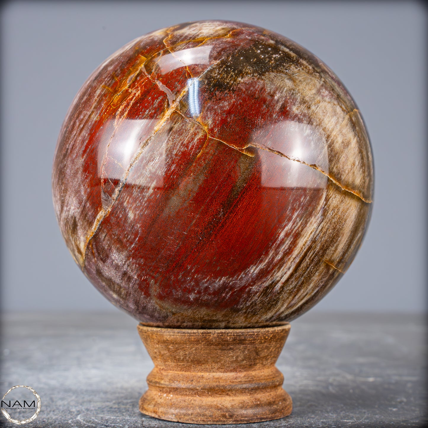 Natürliche Kristall-Kugel aus Versteinertem Holz - 933,94g - 89mm