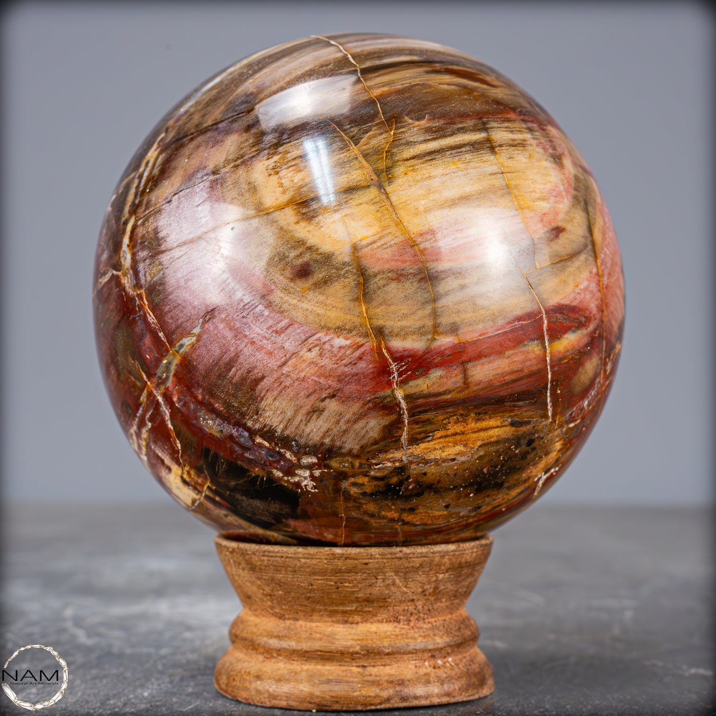 Natürliche Kristall-Kugel aus Versteinertem Holz - 786,09g - 83mm
