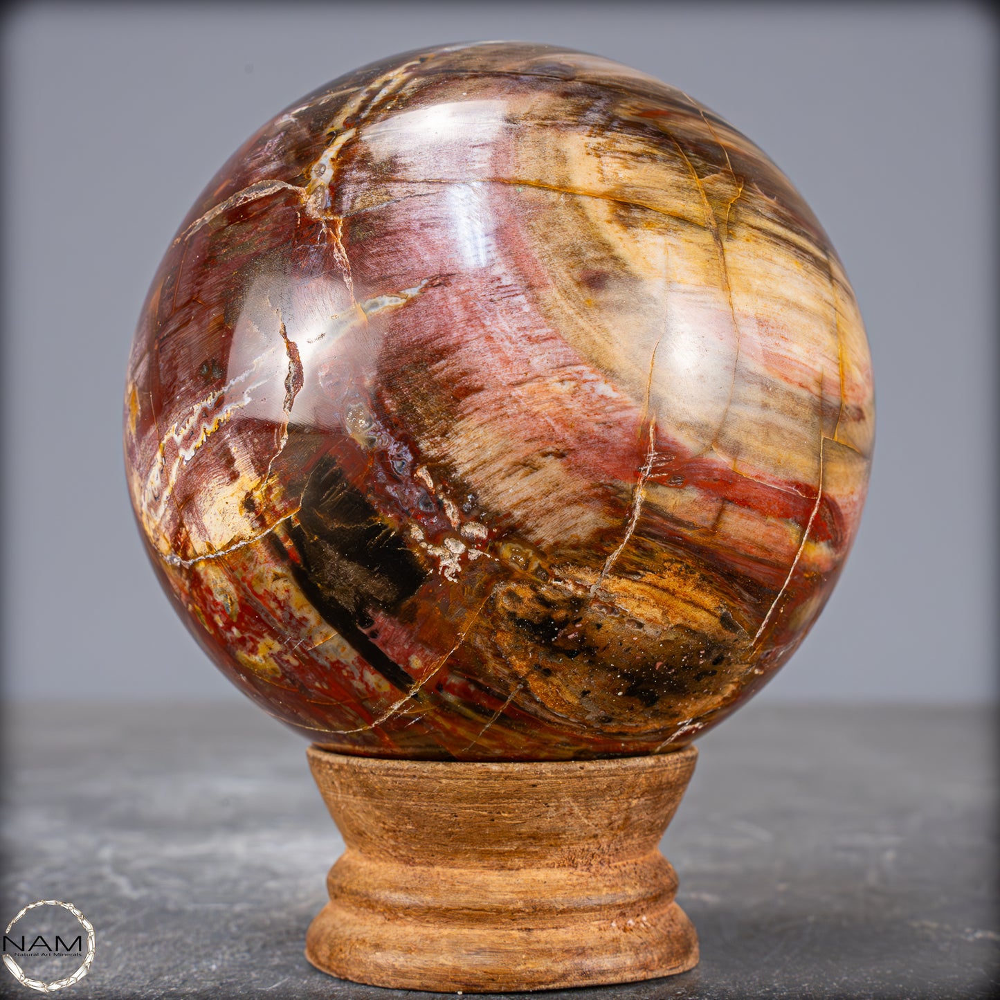 Natürliche Kristall-Kugel aus Versteinertem Holz - 786,09g - 83mm