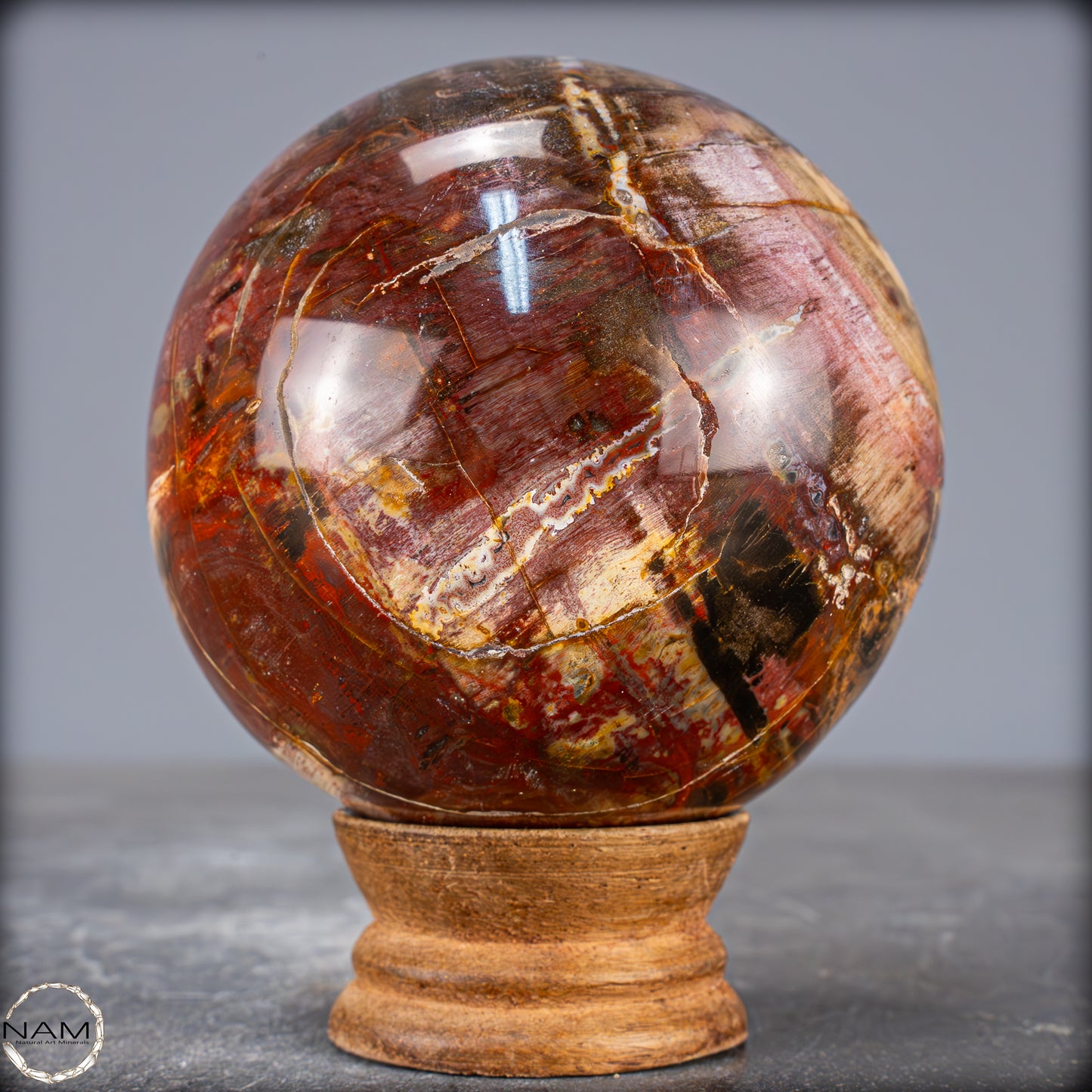 Natürliche Kristall-Kugel aus Versteinertem Holz - 786,09g - 83mm