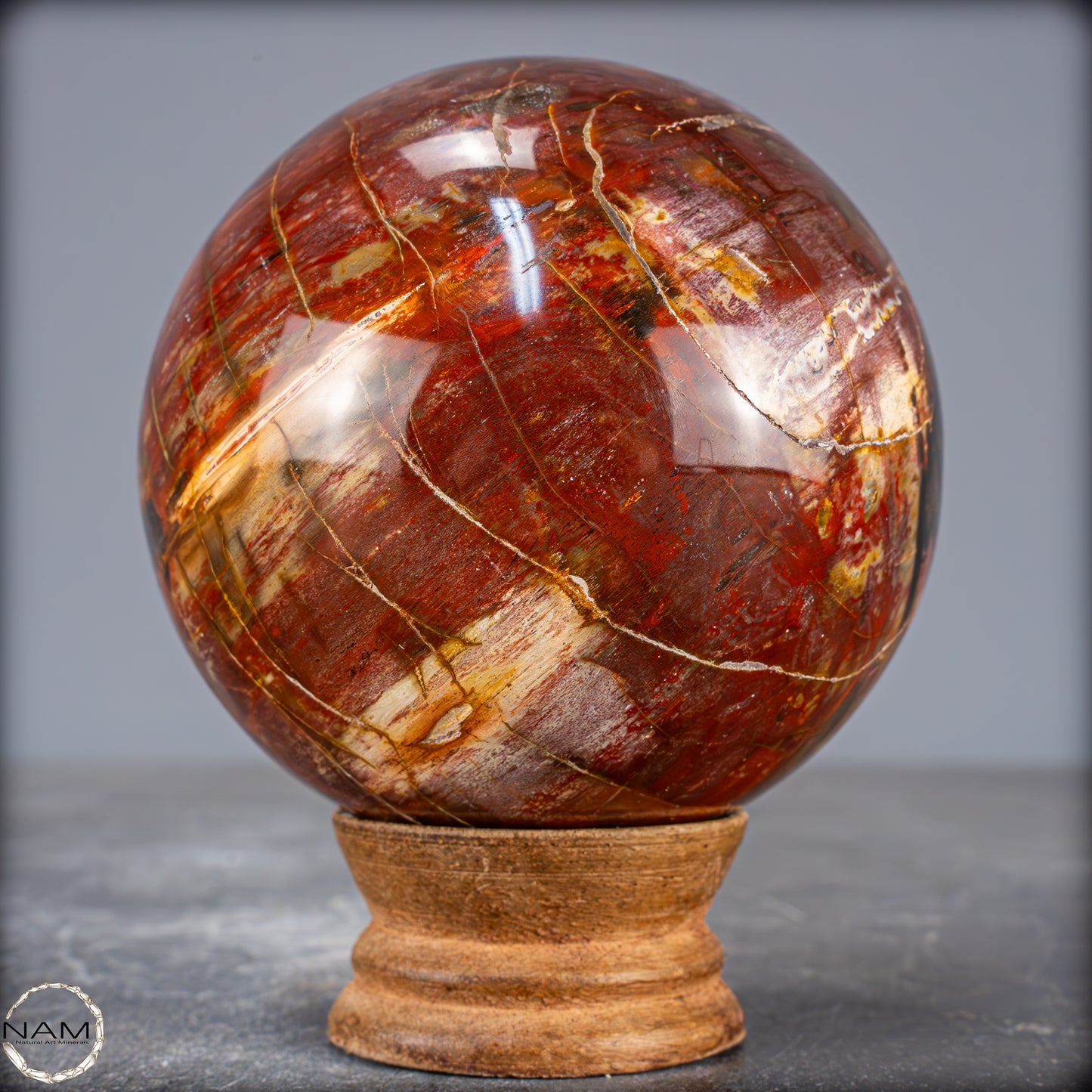 Natürliche Kristall-Kugel aus Versteinertem Holz - 786,09g - 83mm