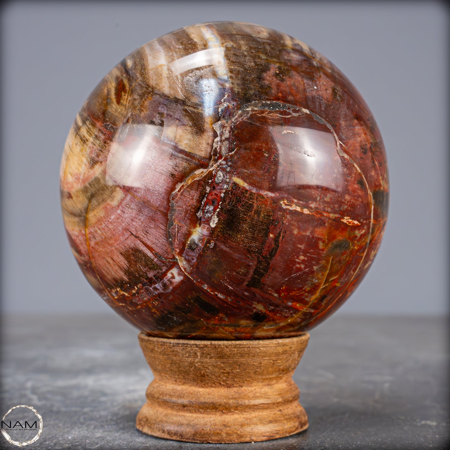 Natürliche Kristall-Kugel aus Versteinertem Holz - 786,09g - 83mm
