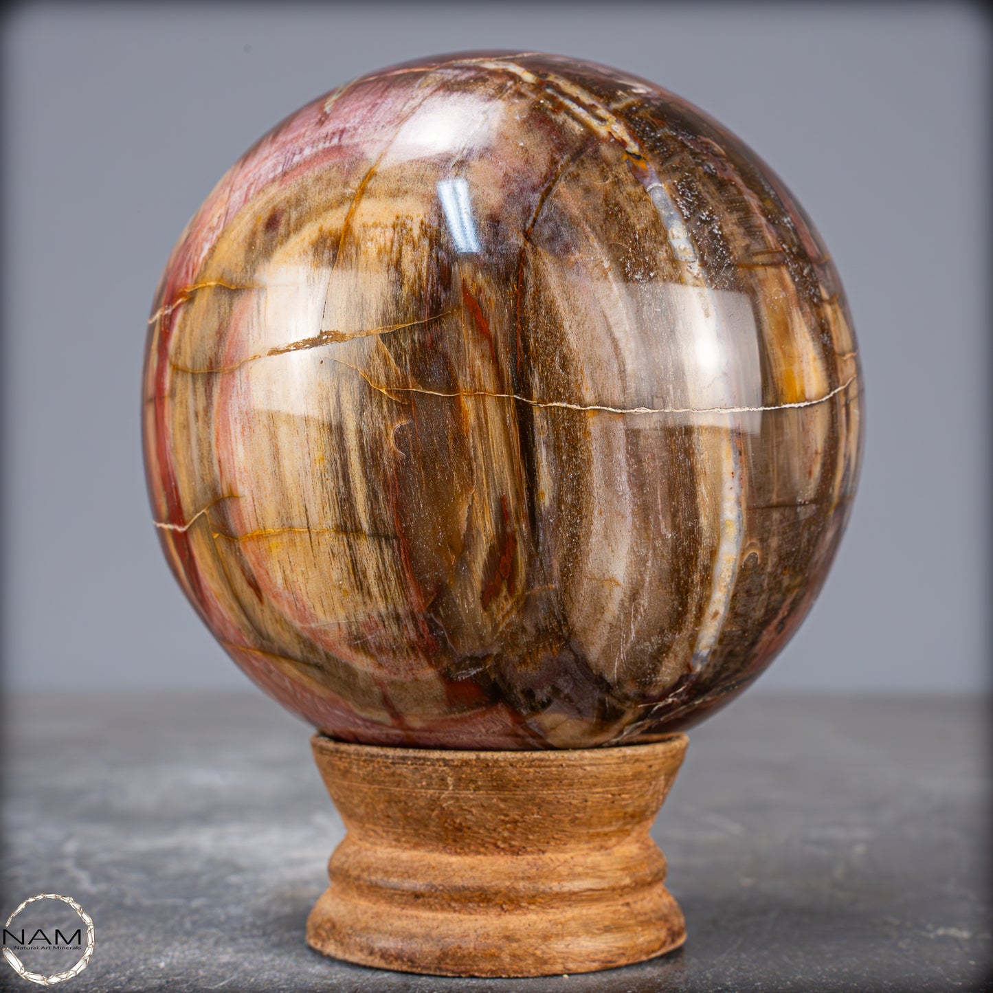 Natürliche Kristall-Kugel aus Versteinertem Holz - 786,09g - 83mm