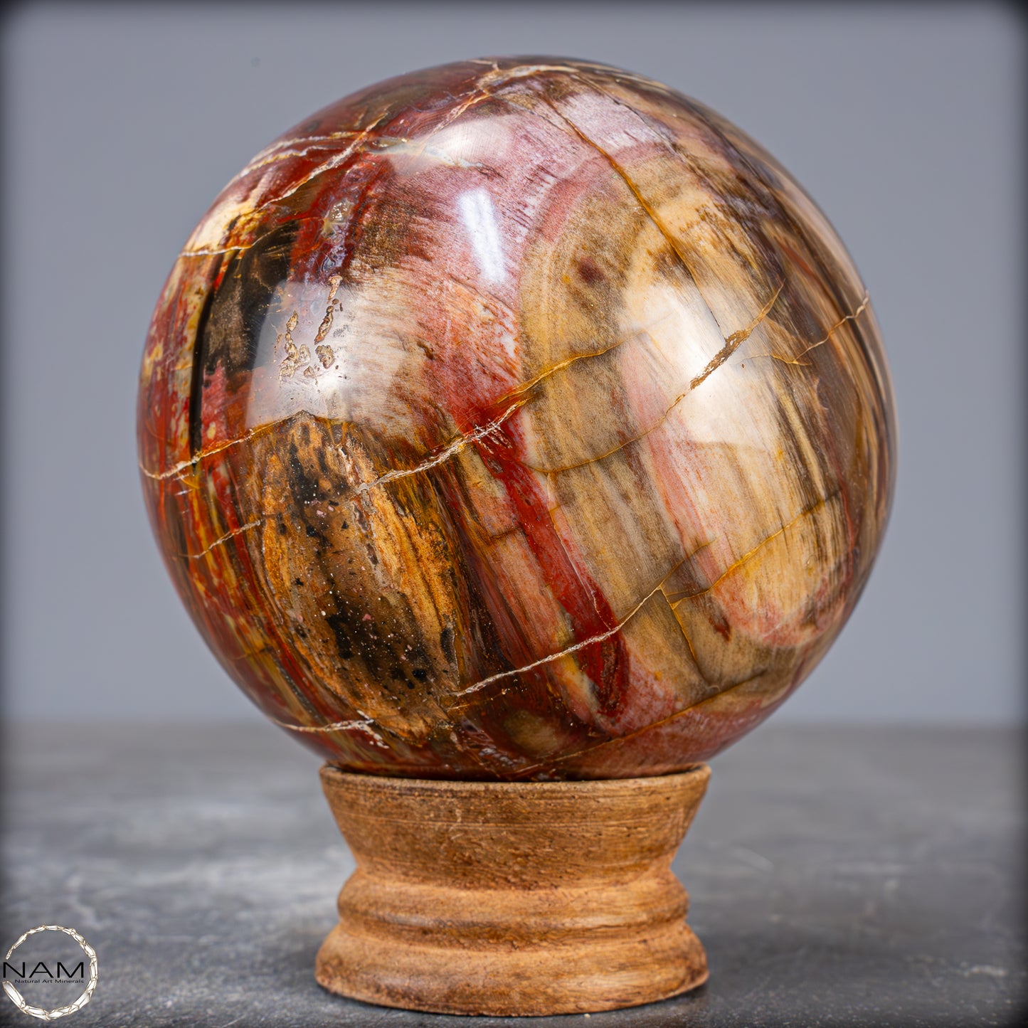 Natürliche Kristall-Kugel aus Versteinertem Holz - 786,09g - 83mm