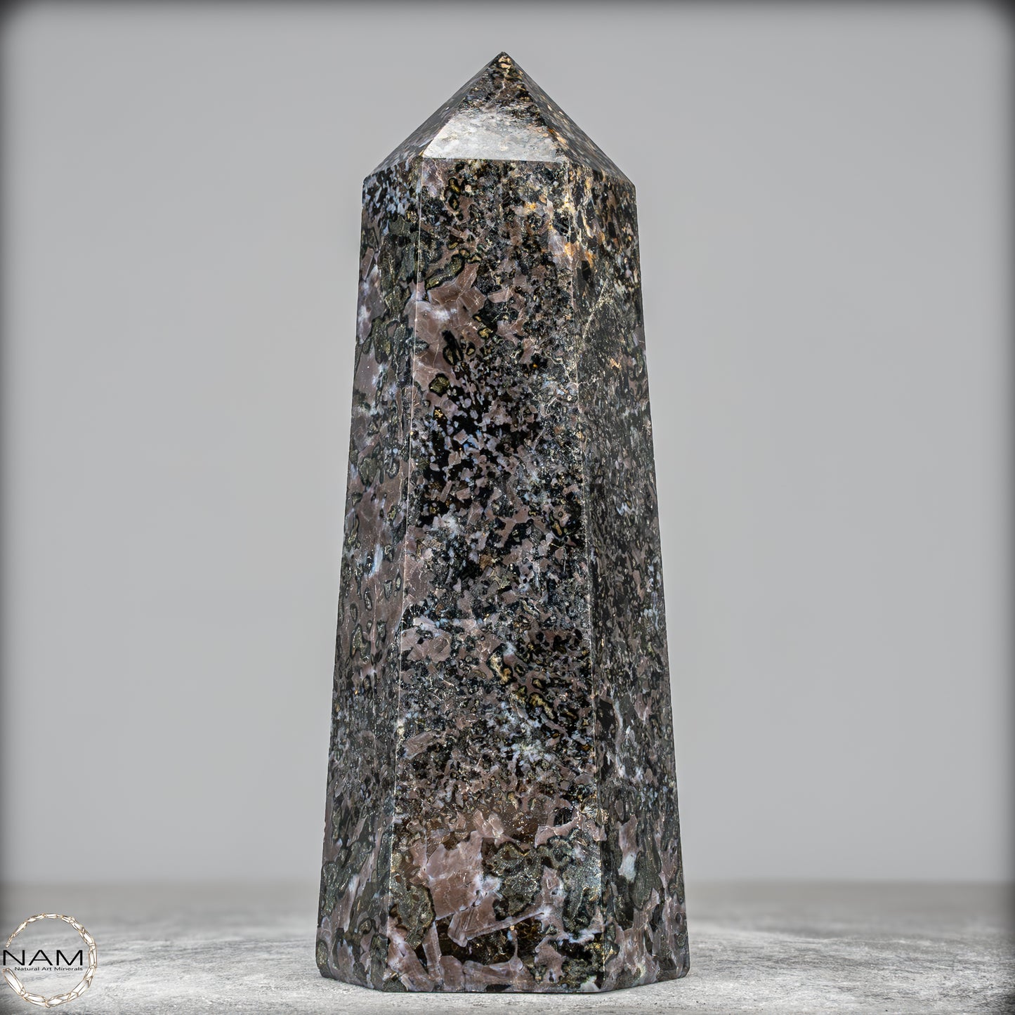 Natürlicher Merlinit (Gabbro) Kristall Obelisk - 1675,65g