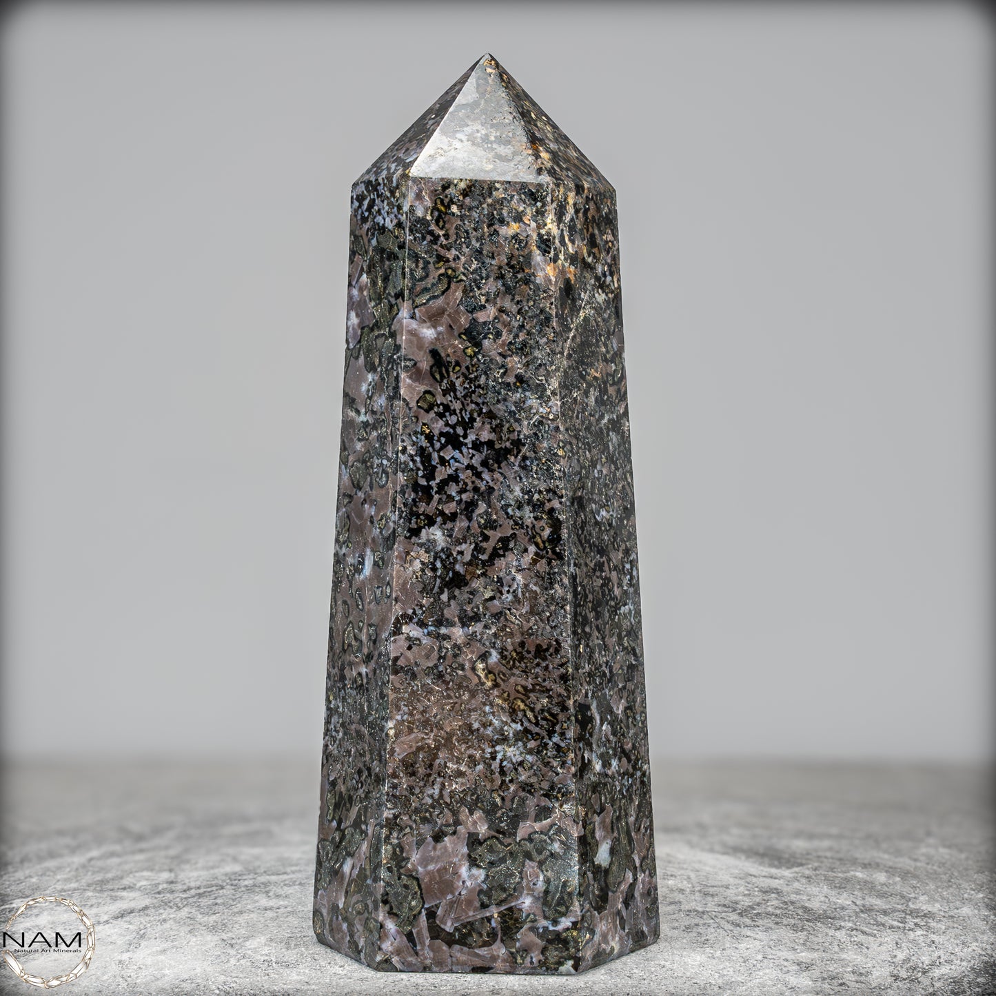 Natürlicher Merlinit (Gabbro) Kristall Obelisk - 1675,65g