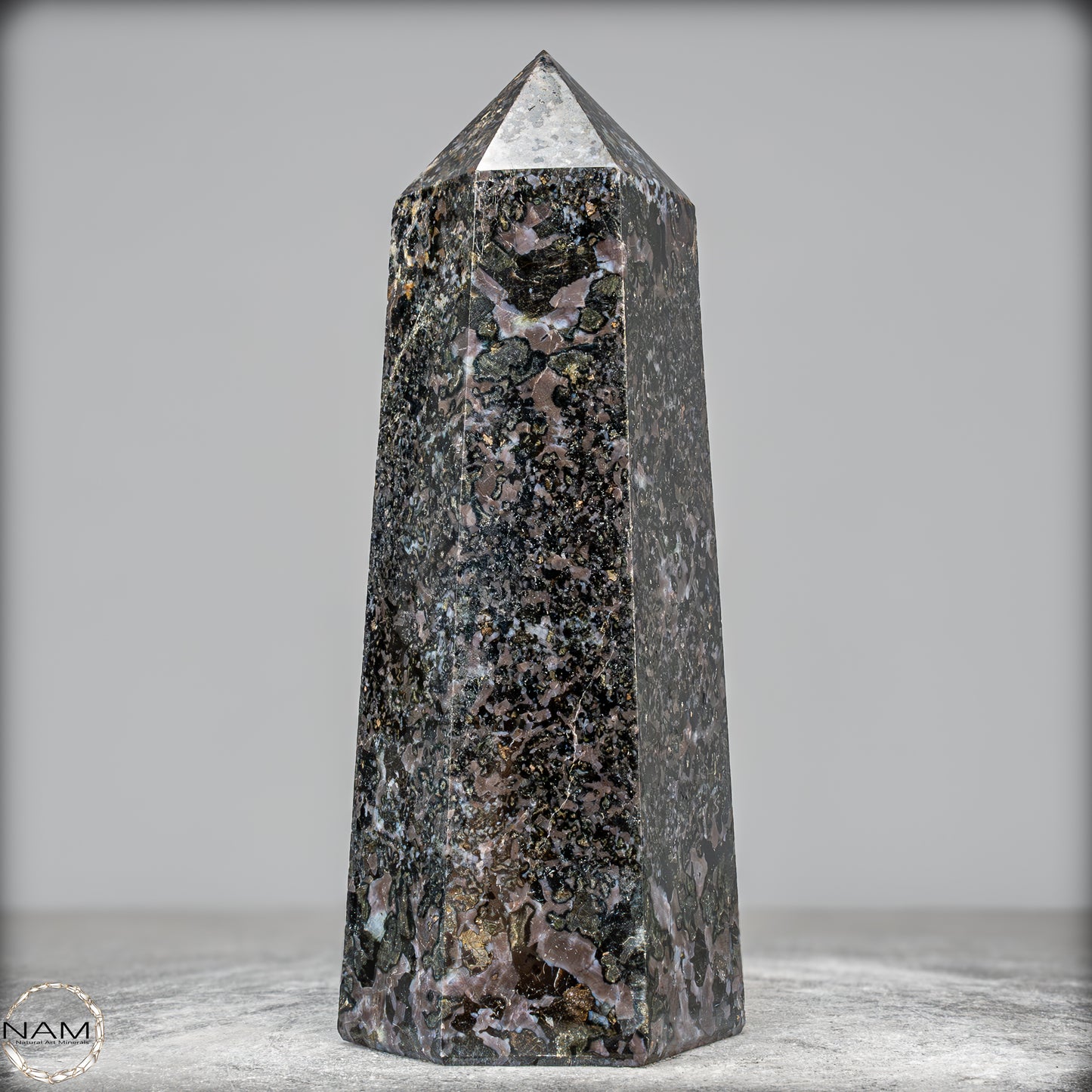 Natürlicher Merlinit (Gabbro) Kristall Obelisk - 1675,65g