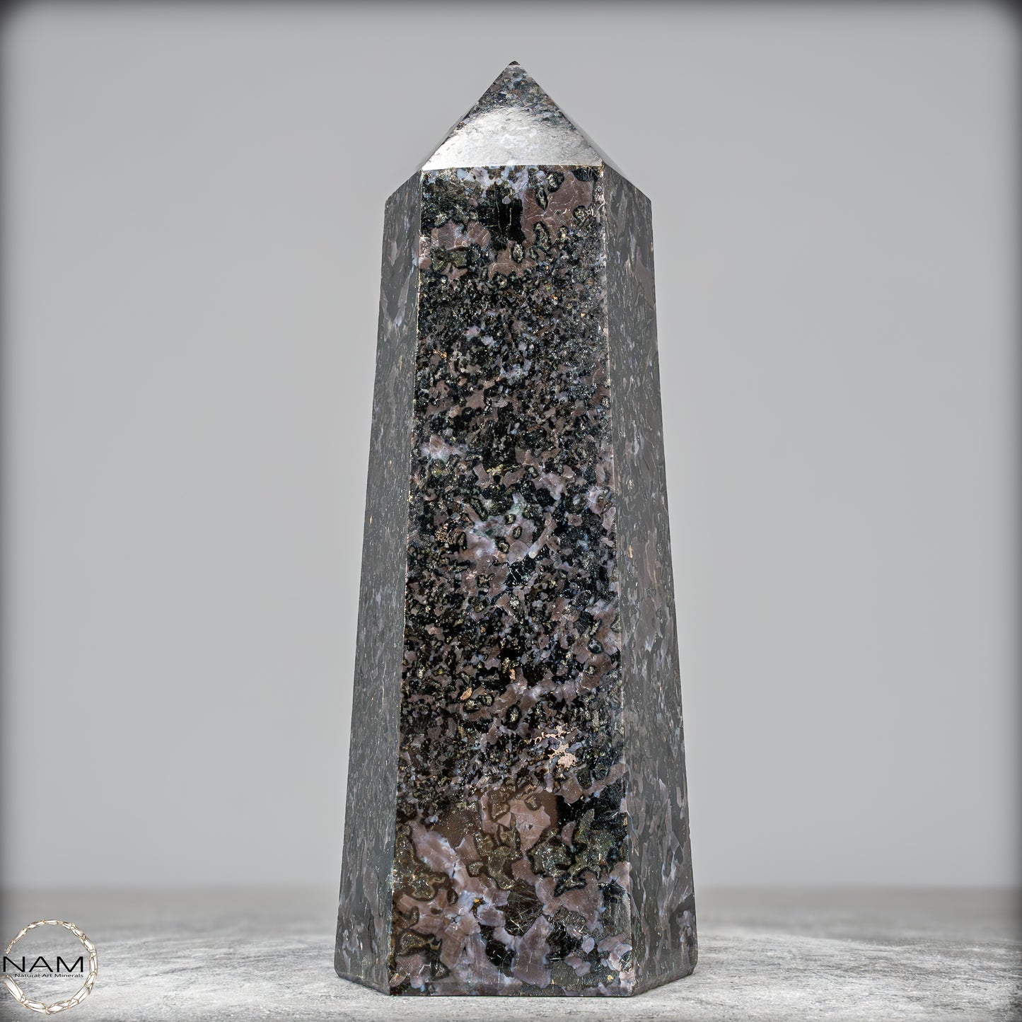 Natürlicher Merlinit (Gabbro) Kristall Obelisk - 1675,65g