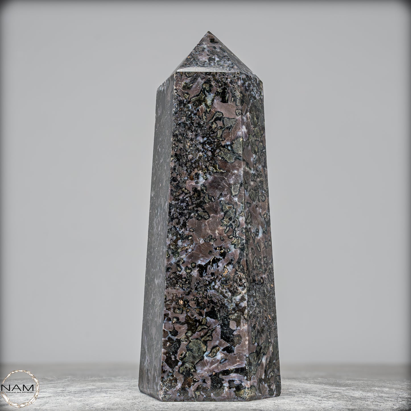 Natürlicher Merlinit (Gabbro) Kristall Obelisk - 1675,65g