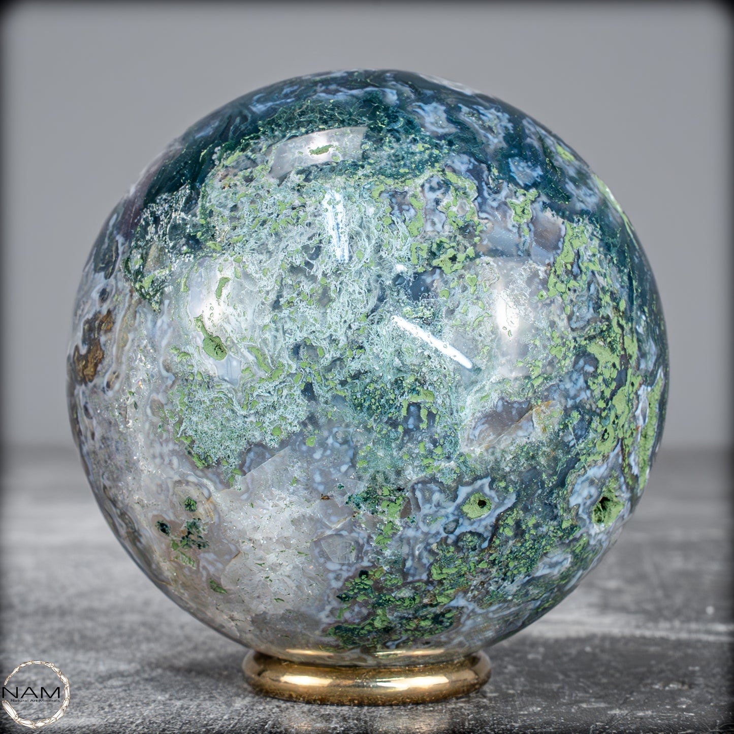 Natürlicher Moos Achat Kristall-Kugel -390,90g