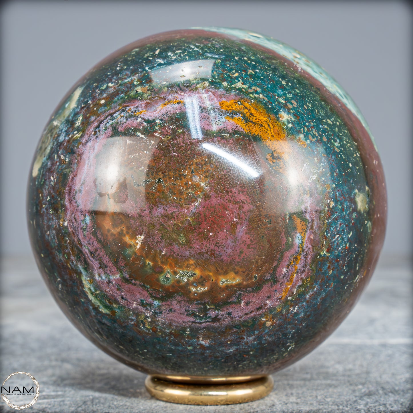 Natürliche Ocean-Jaspis-Achat Kugel - 589,81g - 76mm