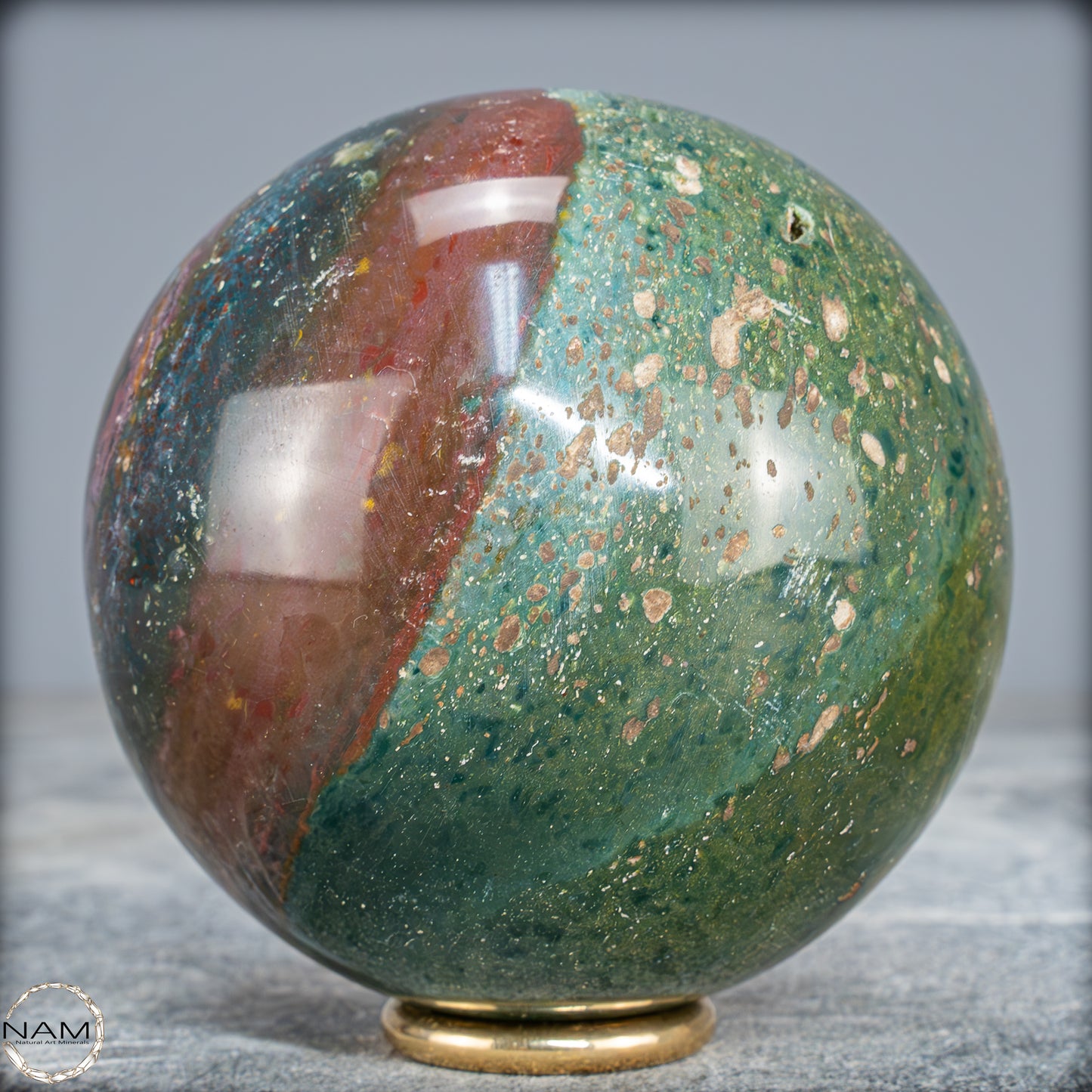 Natürliche Ocean-Jaspis-Achat Kugel - 589,81g - 76mm