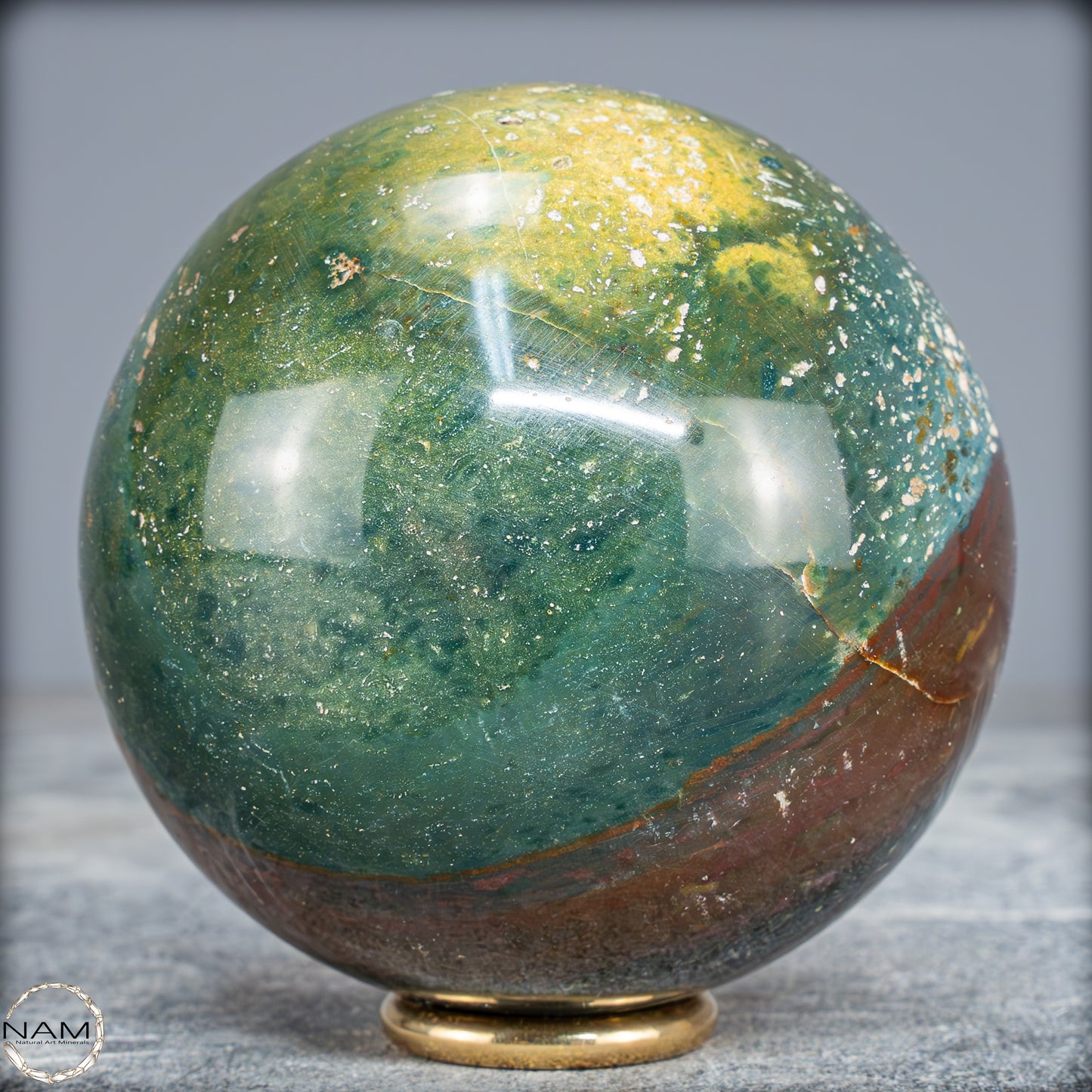 Natürliche Ocean-Jaspis-Achat Kugel - 589,81g - 76mm