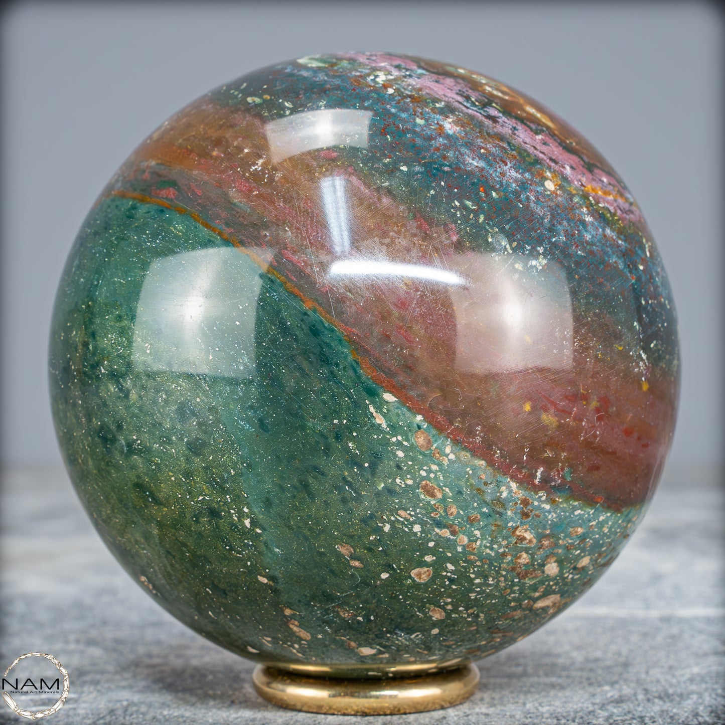 Natürliche Ocean-Jaspis-Achat Kugel - 589,81g - 76mm
