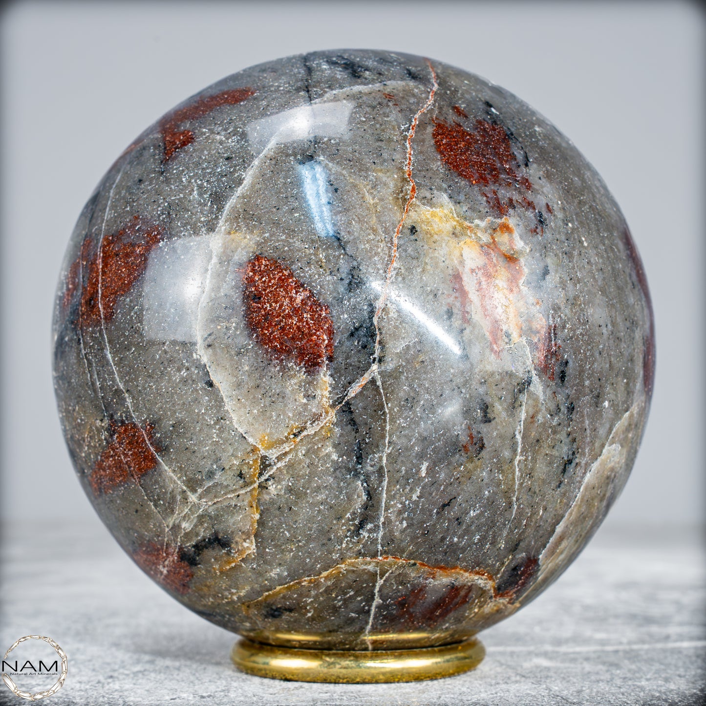 Natürliche Rote Aventurin Kugel aus Madagaskar- 1360,13g