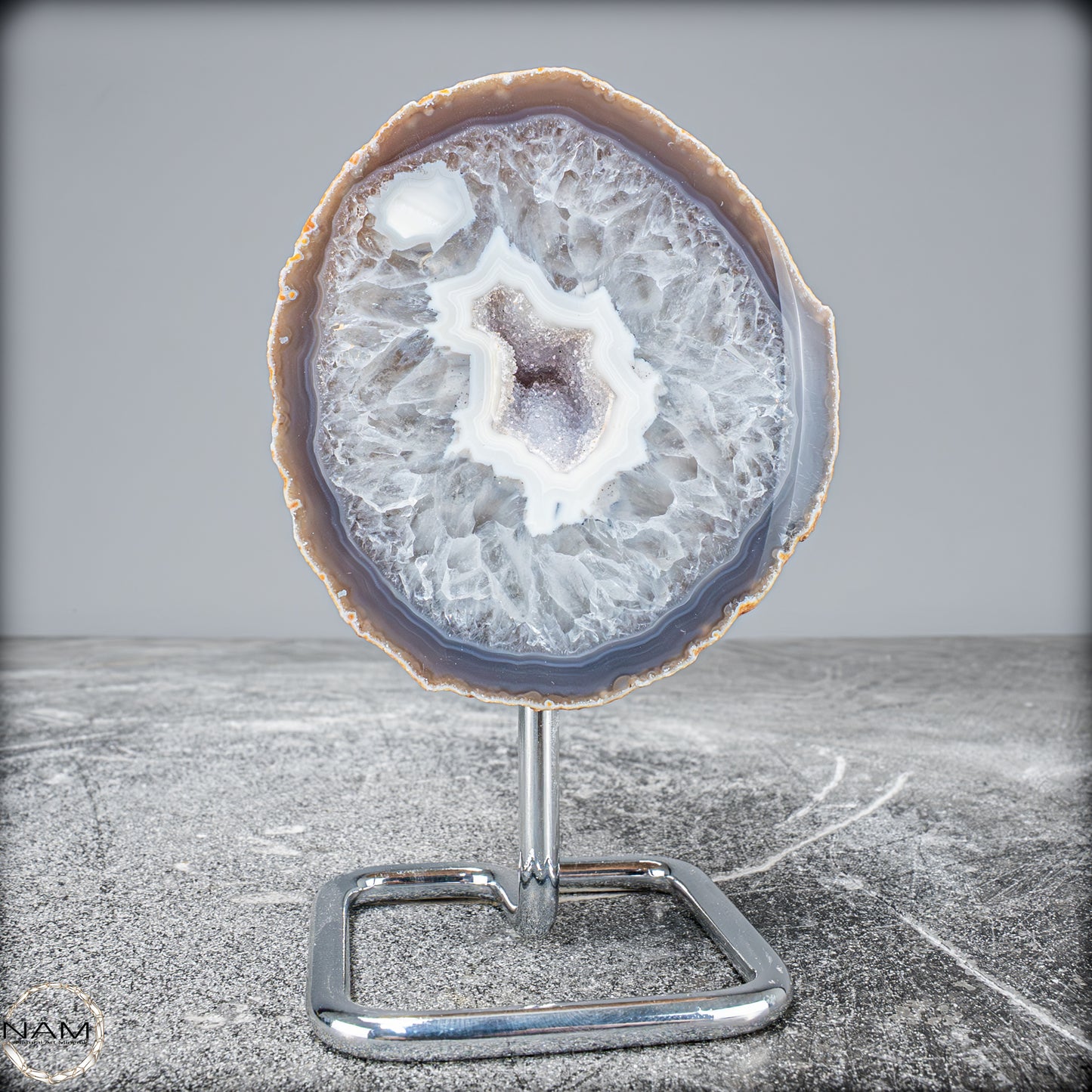 Natürliche Achat Druse auf Ständer, Brasilien - 617,77g