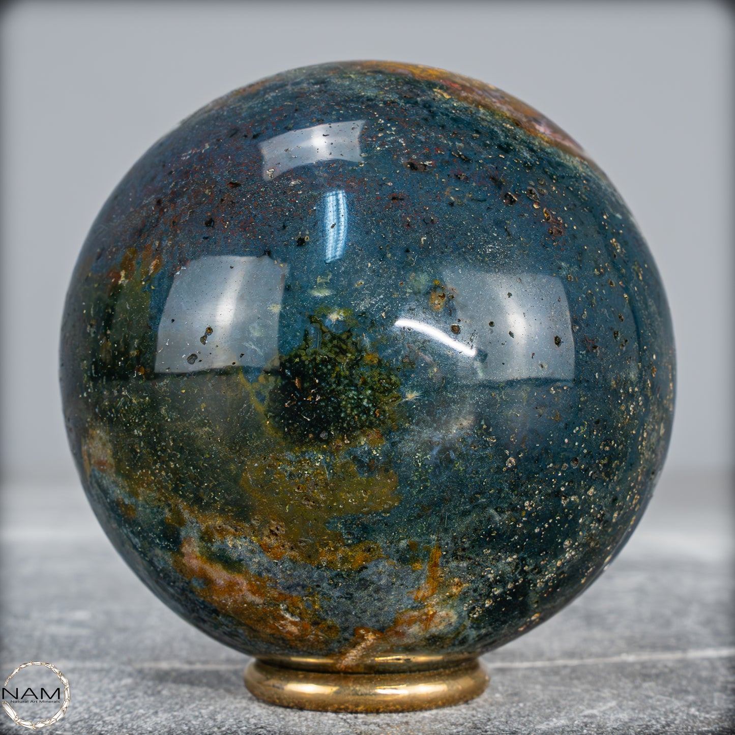 Natürliche Ocean-Jaspis-Achat Kugel - 449,37g