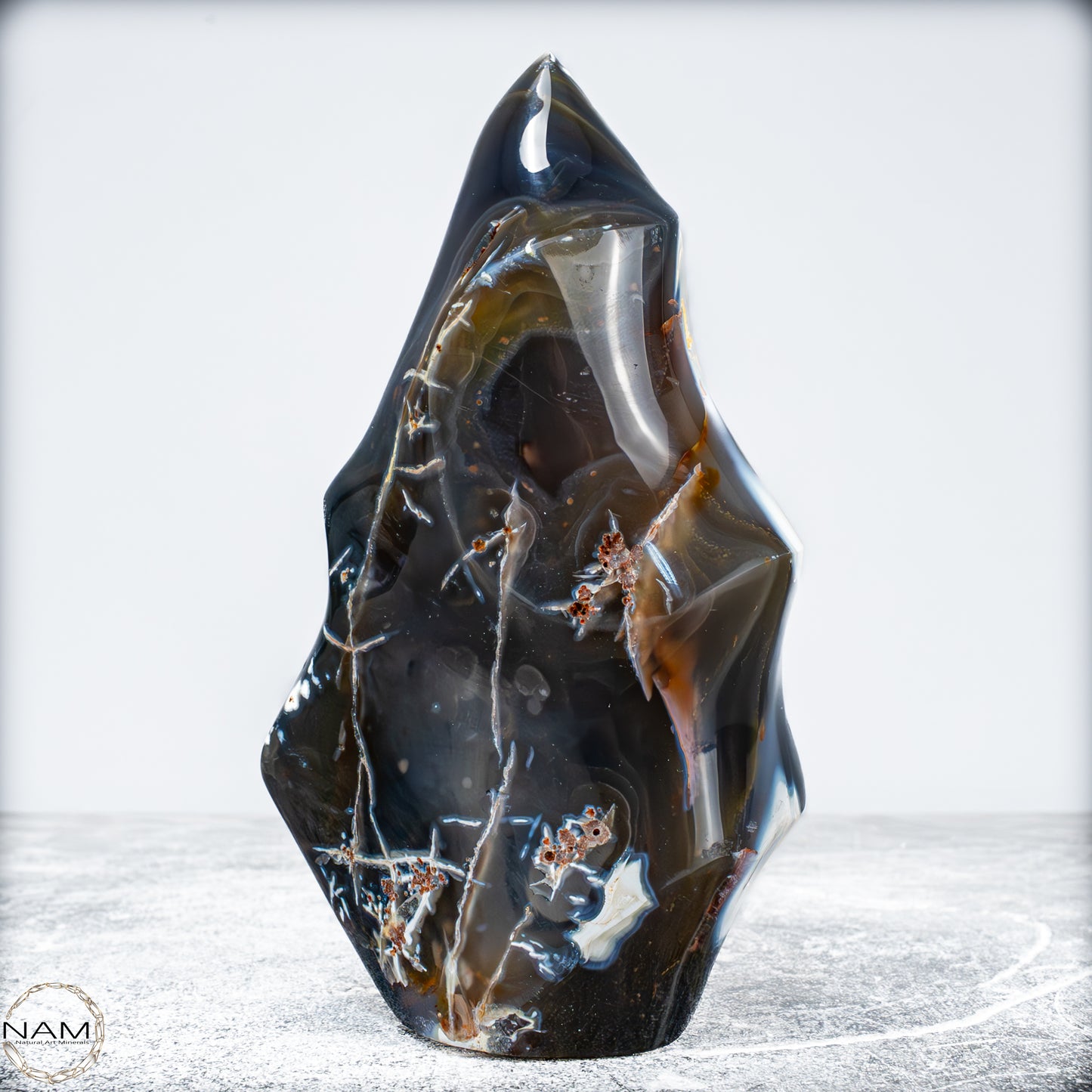 Natürliche Orca-Achat Kristall Flamme aus Brasilien -1119,77g