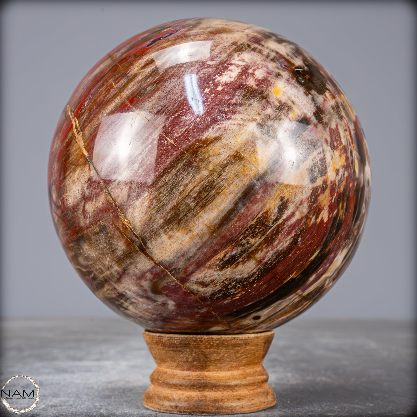 Natürliche Kristall-Kugel aus Versteinertem Holz - 1596,44g - 106mm