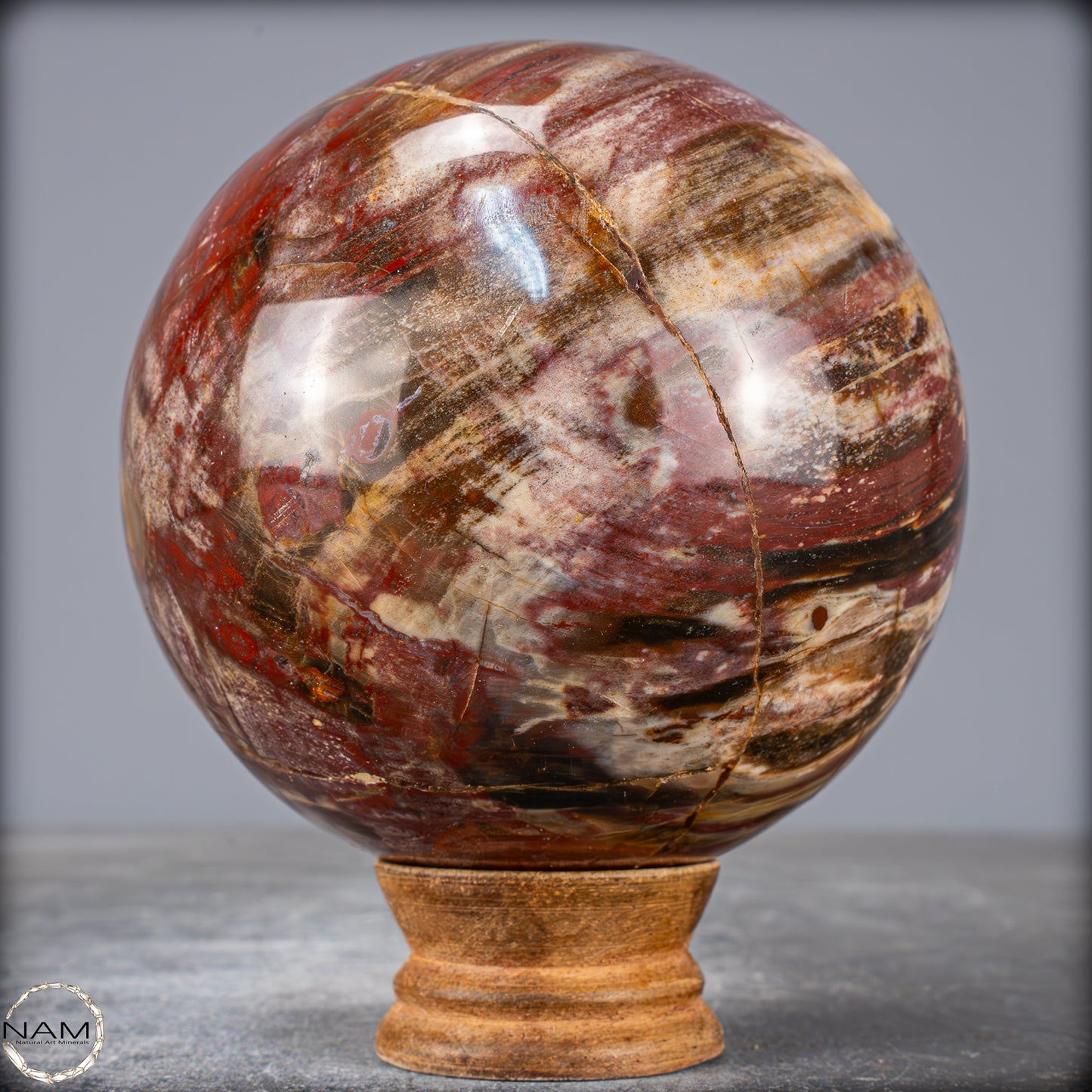 Natürliche Kristall-Kugel aus Versteinertem Holz - 1596,44g - 106mm