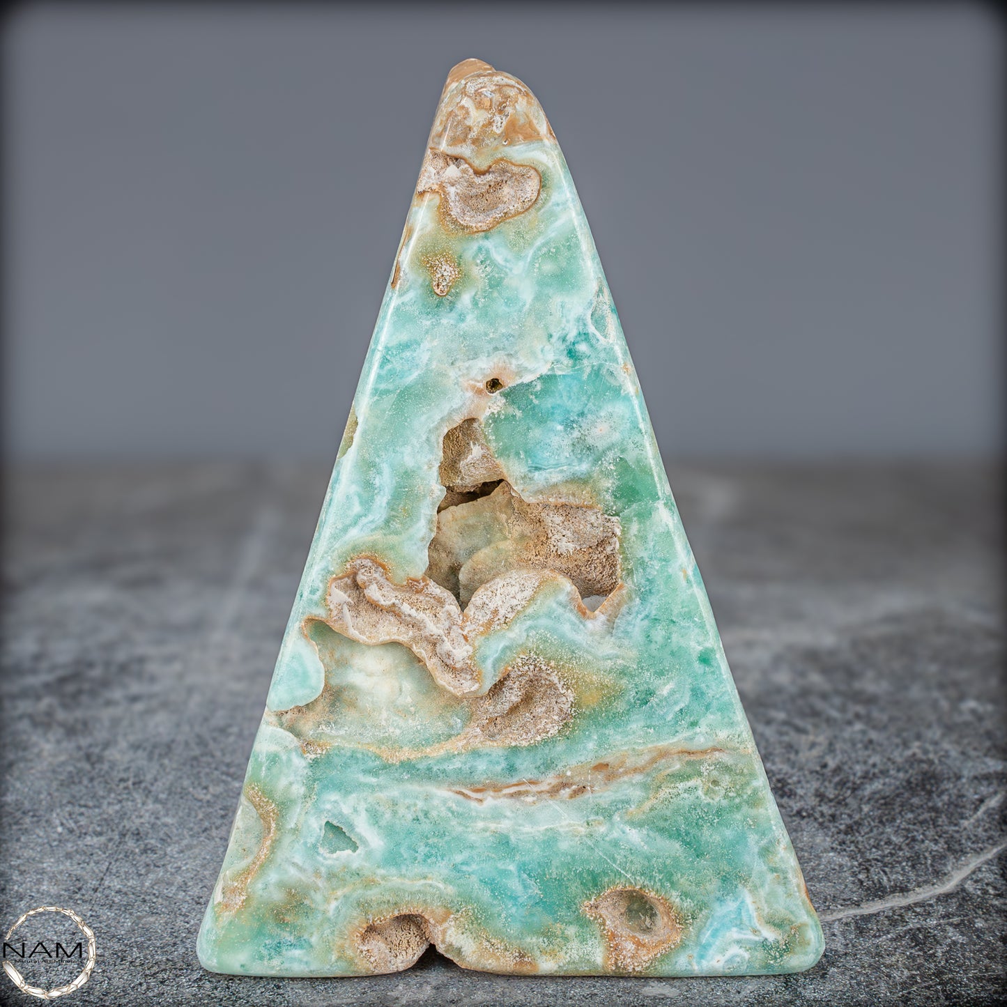 Natürlicher Blau-Grüne Aragonit Kristall-Freiform - 912,15g