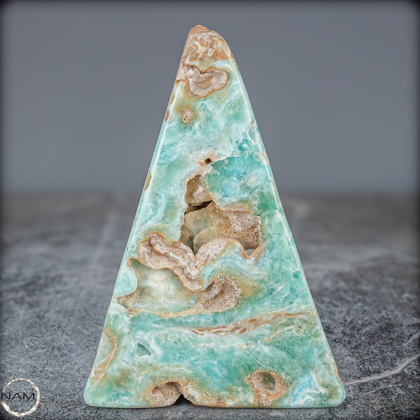 Natürlicher Blau-Grüne Aragonit Kristall-Freiform - 912,15g
