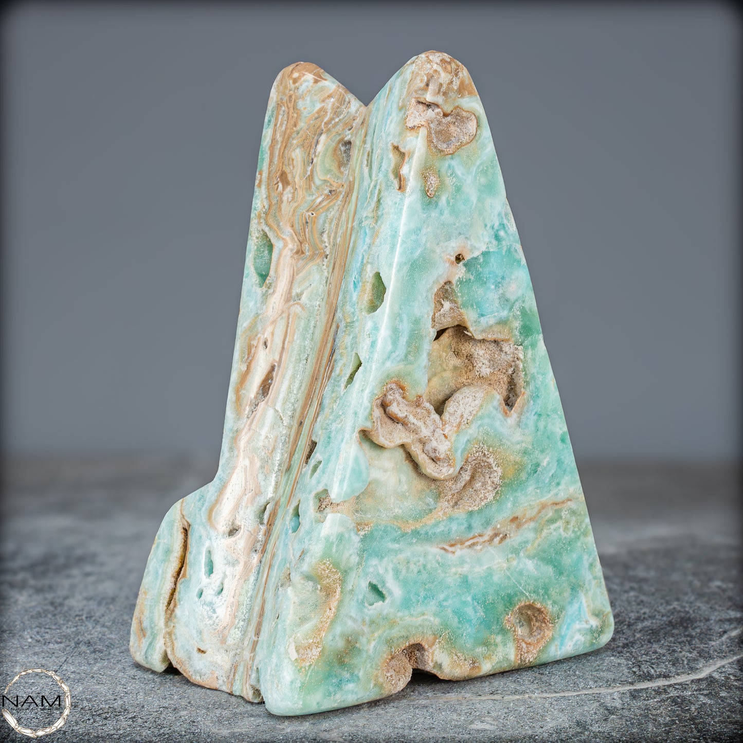 Natürlicher Blau-Grüne Aragonit Kristall-Freiform - 912,15g
