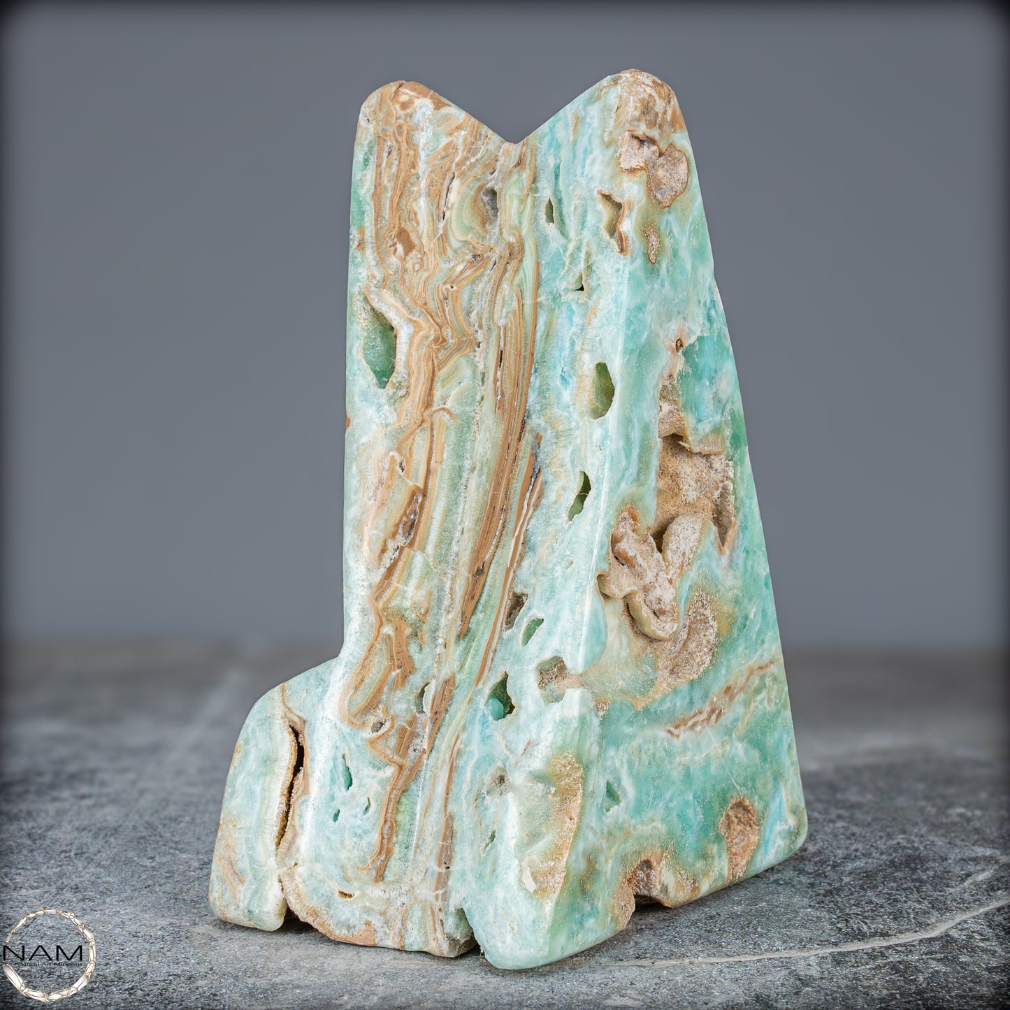 Natürlicher Blau-Grüne Aragonit Kristall-Freiform - 912,15g
