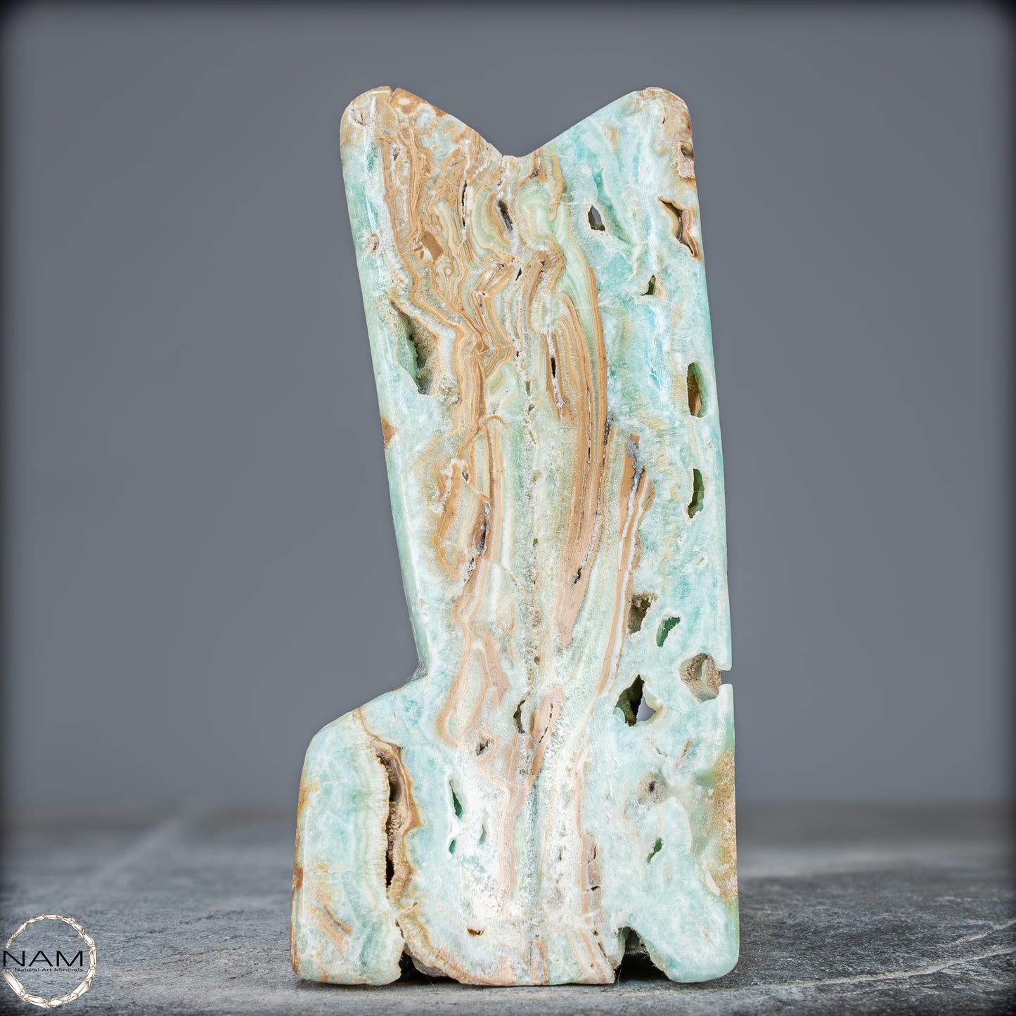 Natürlicher Blau-Grüne Aragonit Kristall-Freiform - 912,15g