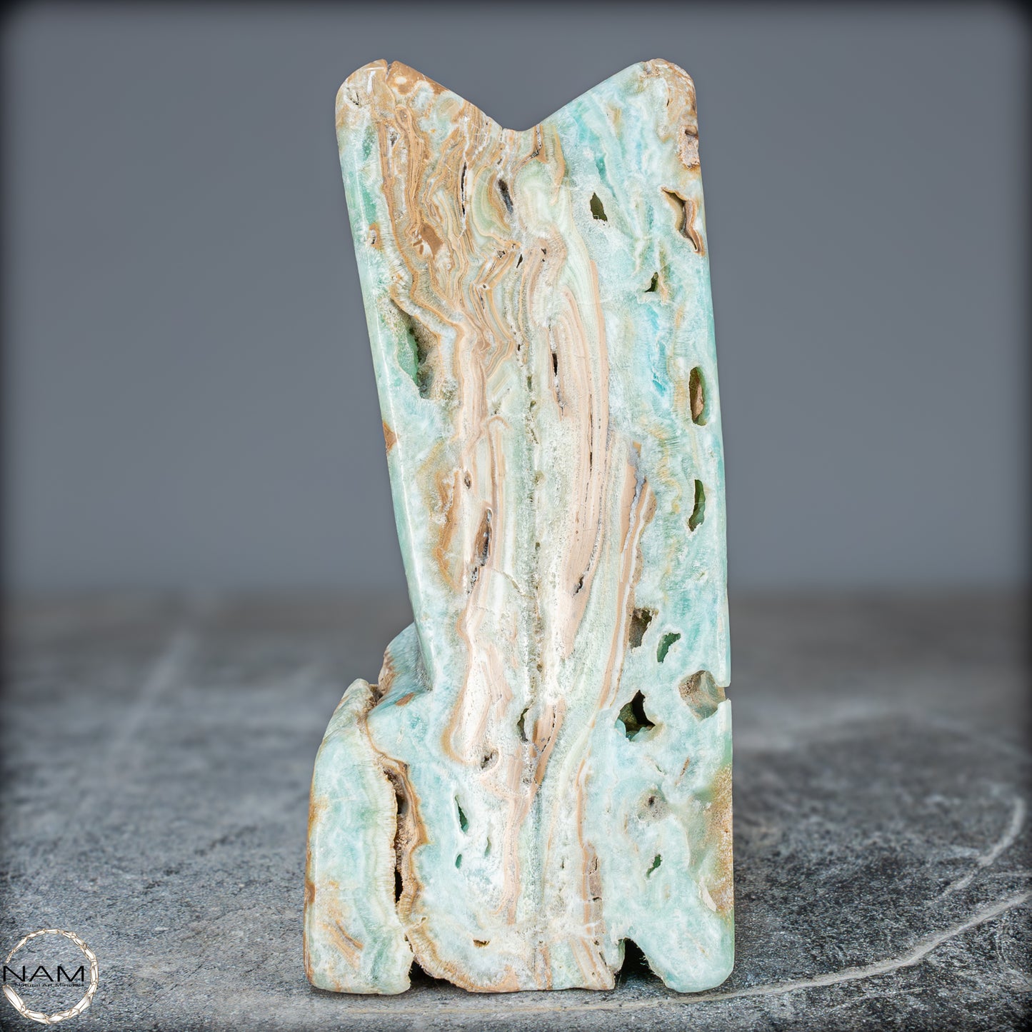 Natürlicher Blau-Grüne Aragonit Kristall-Freiform - 912,15g