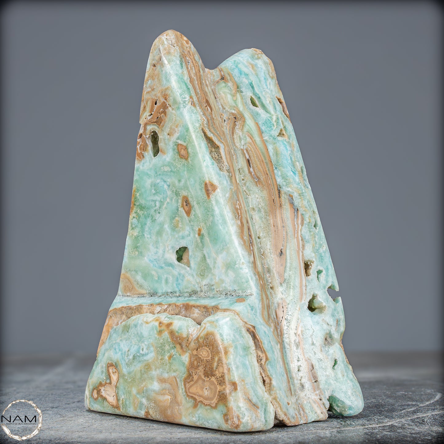 Natürlicher Blau-Grüne Aragonit Kristall-Freiform - 912,15g