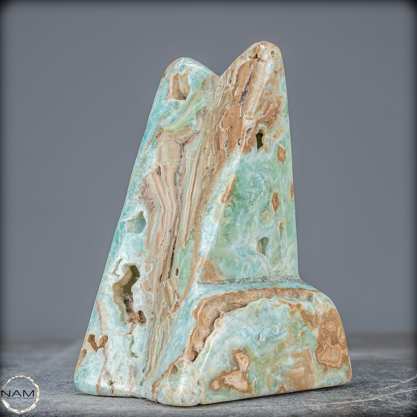 Natürlicher Blau-Grüne Aragonit Kristall-Freiform - 912,15g